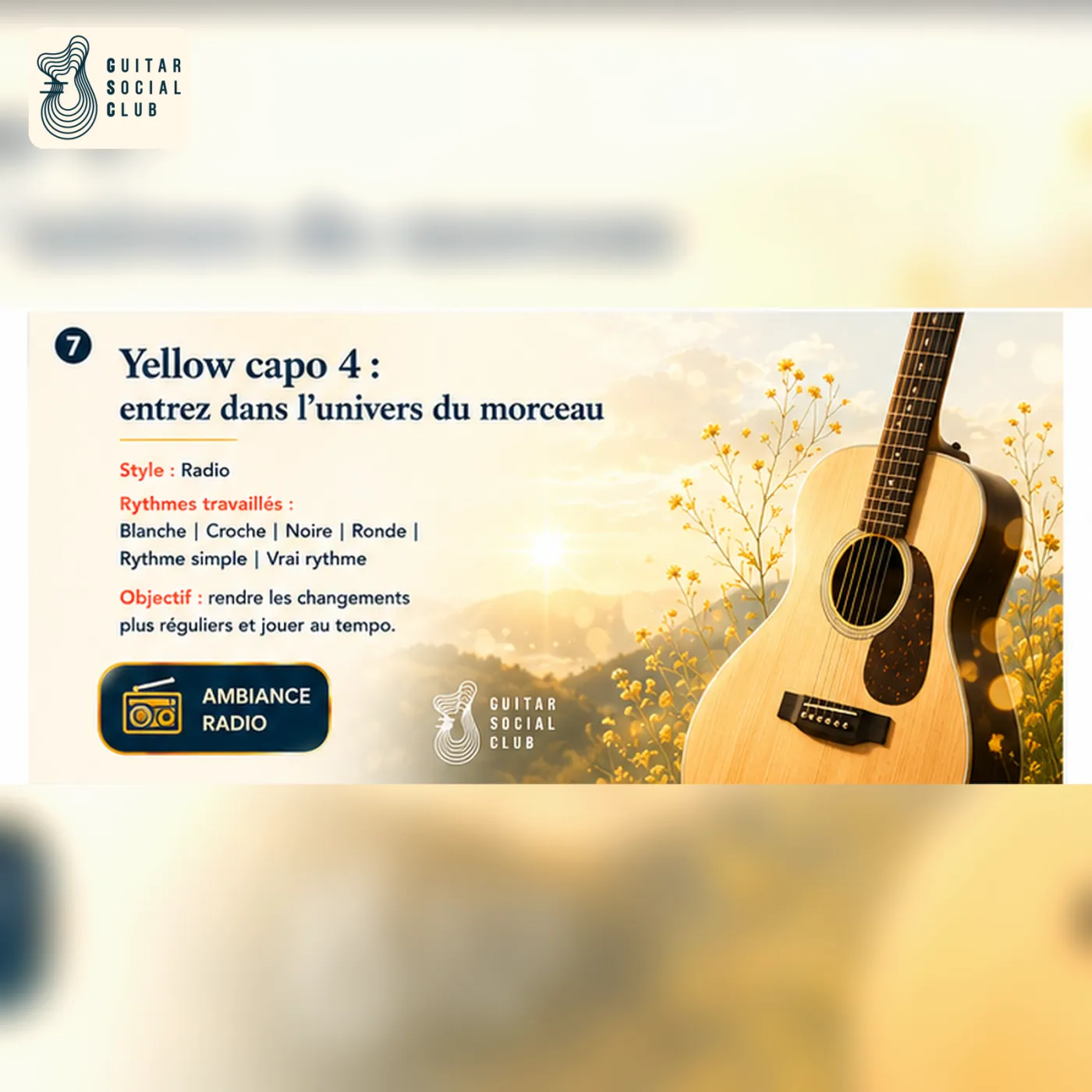 Ambiance ballade radio lumineuse avec halos jaunes pour Yellow capo 4 sans pochette ni artiste