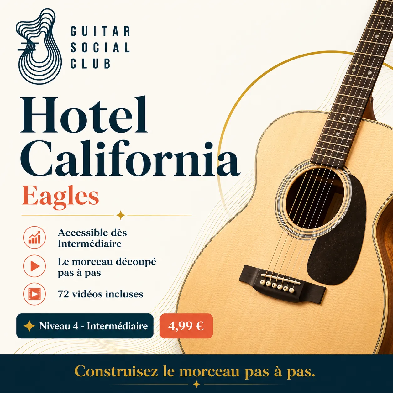 Couverture boutique lumineuse du morceau Hotel California capo 2 - Eagles pour Guitar Social Club
