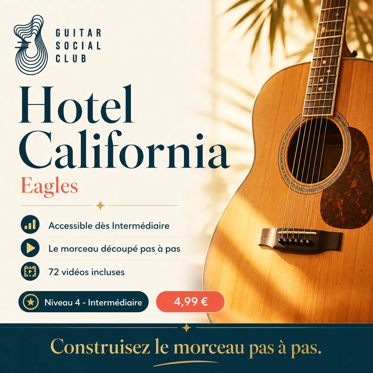 Couverture boutique lumineuse du morceau Hotel California - Eagles pour Guitar Social Club
