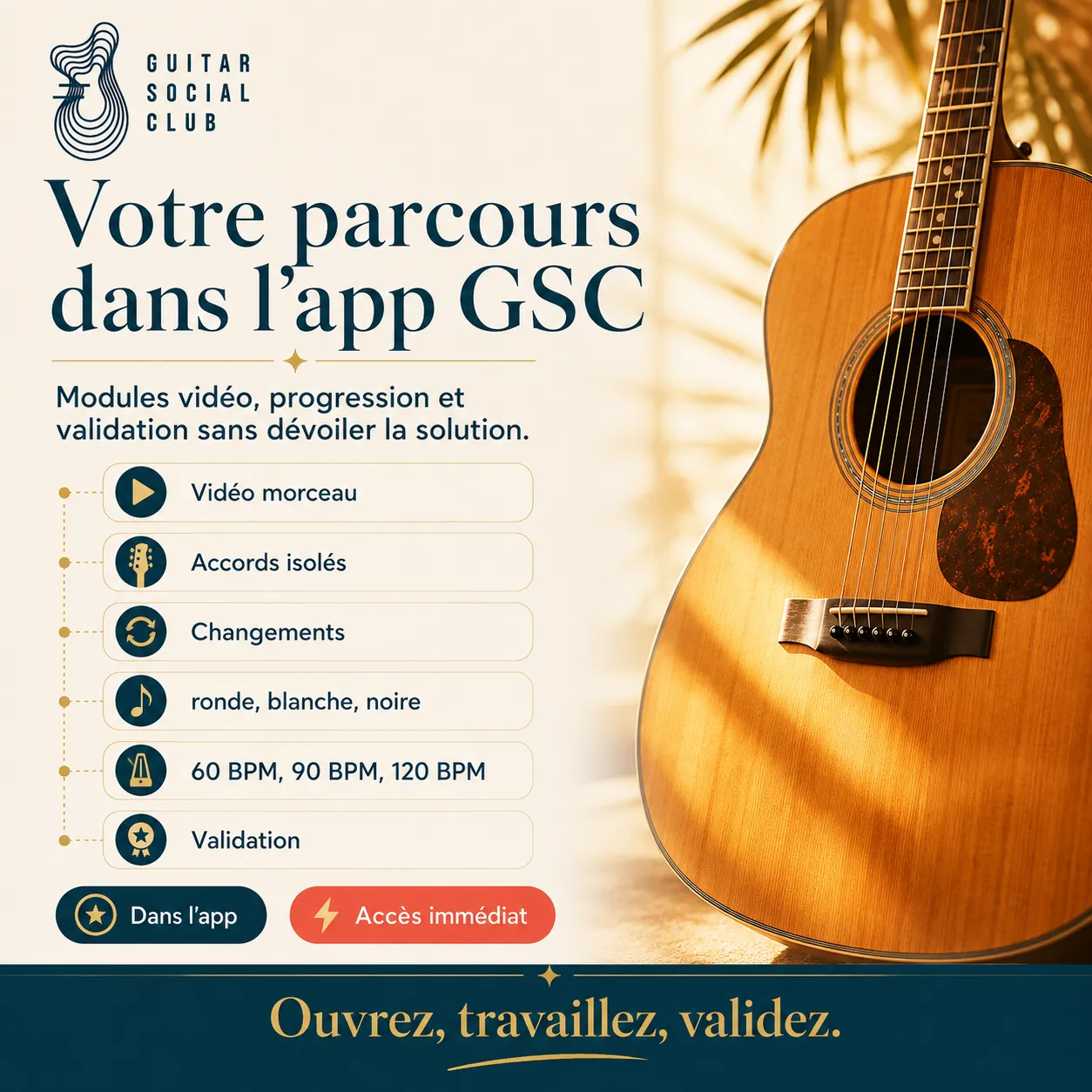 Mockup app Guitar Social Club du parcours Hotel California
