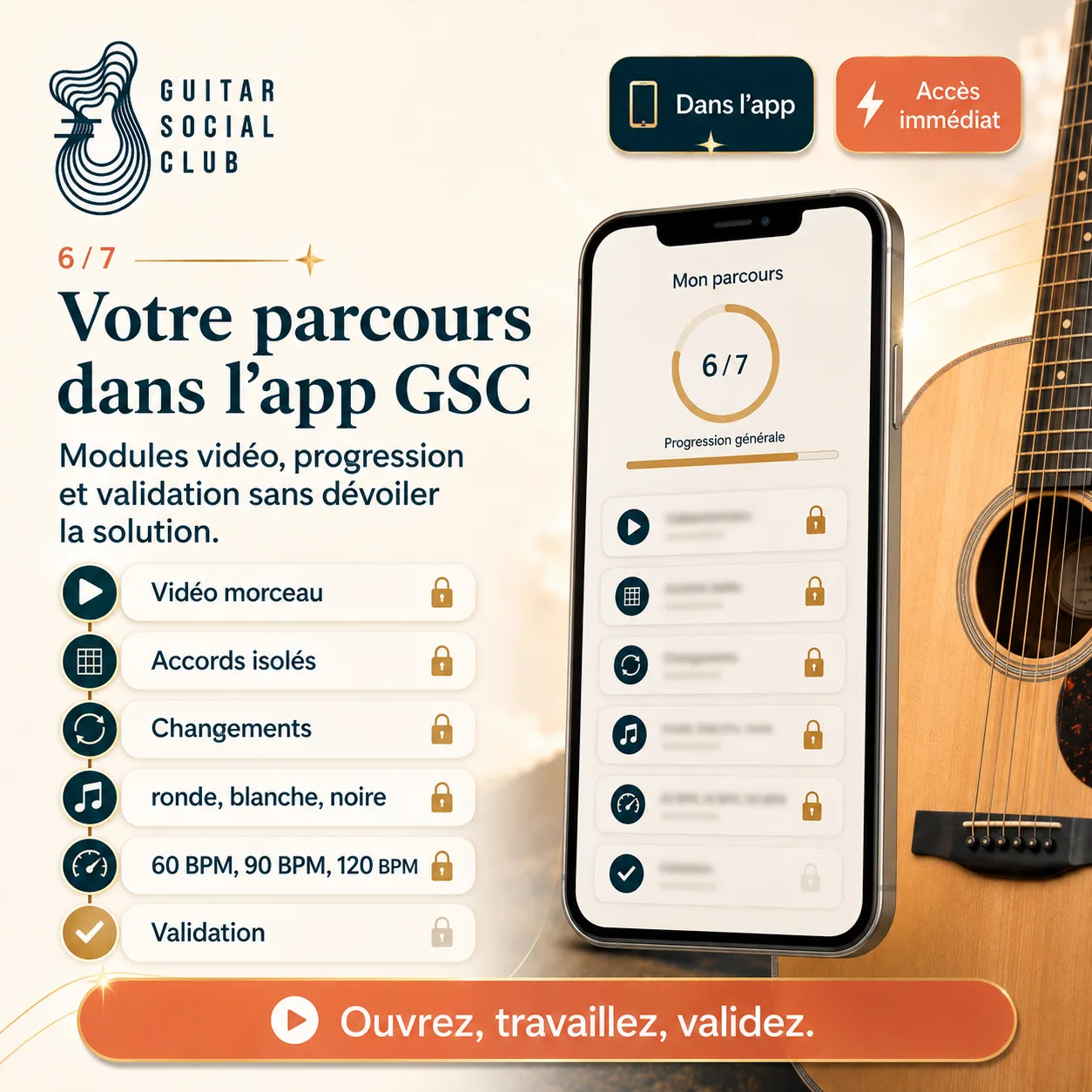 Mockup app Guitar Social Club du parcours One of These Nights