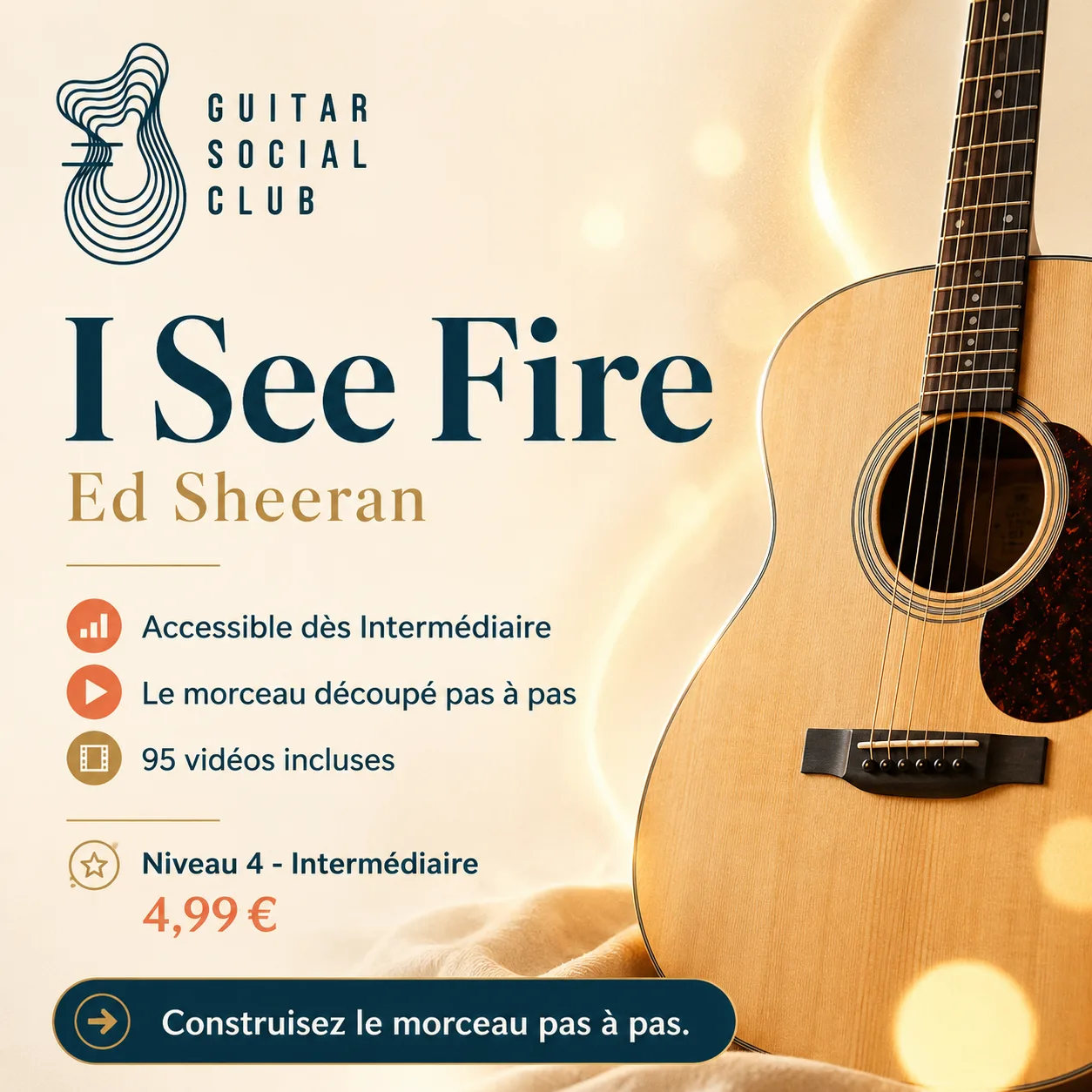 Couverture boutique lumineuse du morceau I See Fire - Ed Sheeran pour Guitar Social Club