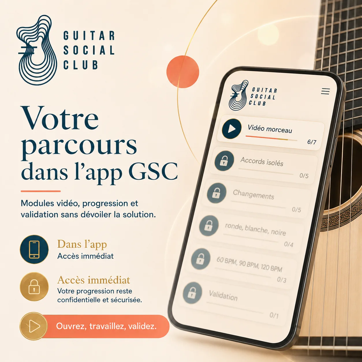 Mockup app Guitar Social Club du parcours Shape of You
