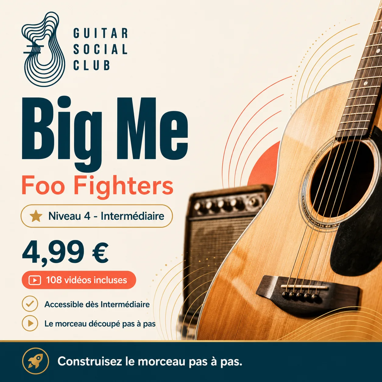 Couverture boutique lumineuse du morceau Big Me - Foo Fighters pour Guitar Social Club