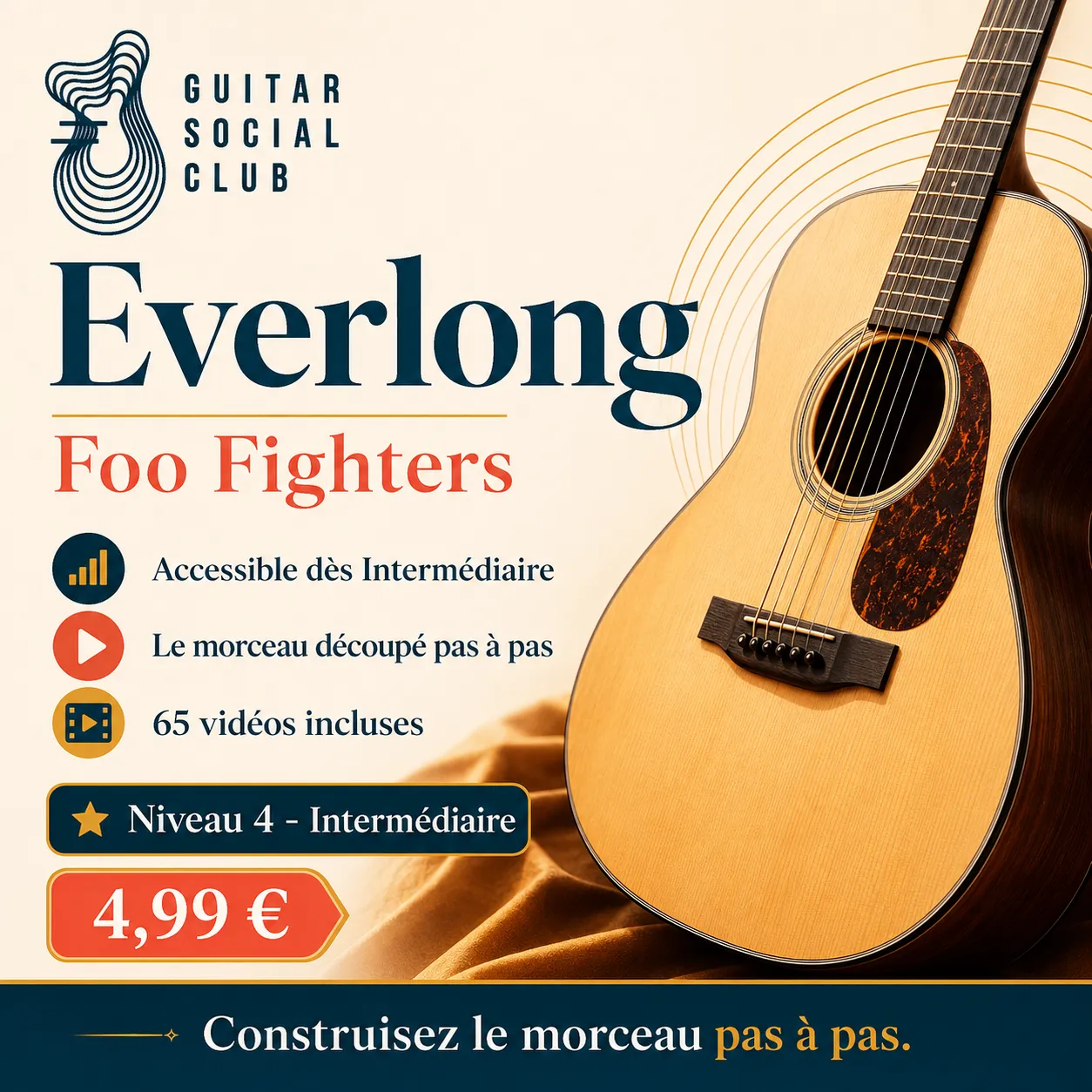 Couverture boutique lumineuse du morceau Everlong - Foo Fighters pour Guitar Social Club