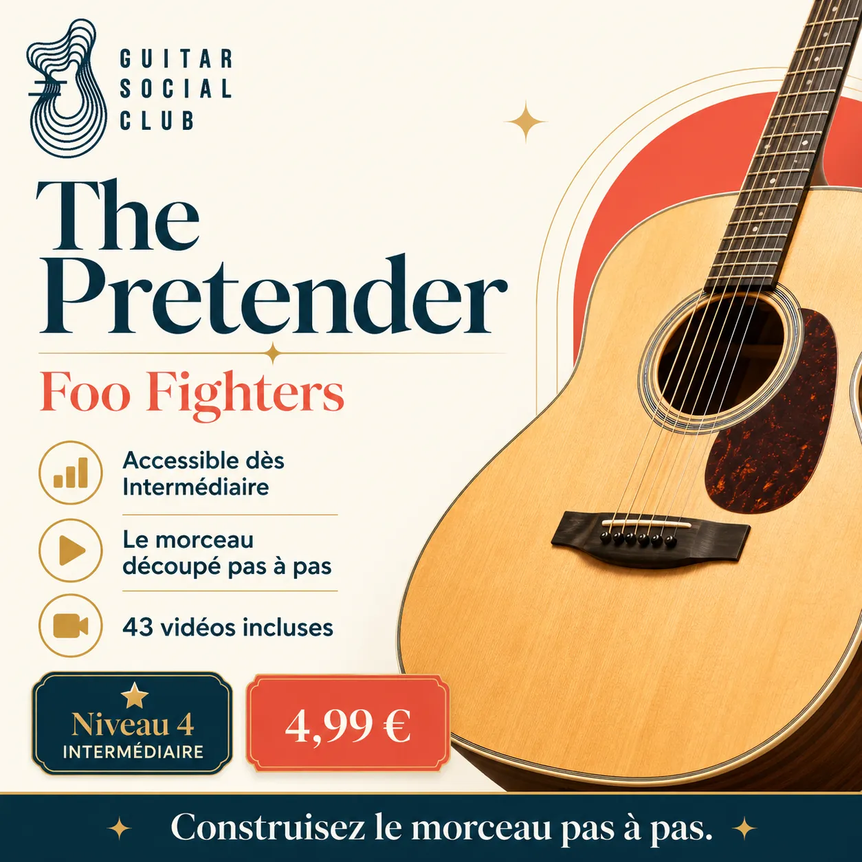 Couverture boutique lumineuse du morceau The Pretender - Foo Fighters pour Guitar Social Club