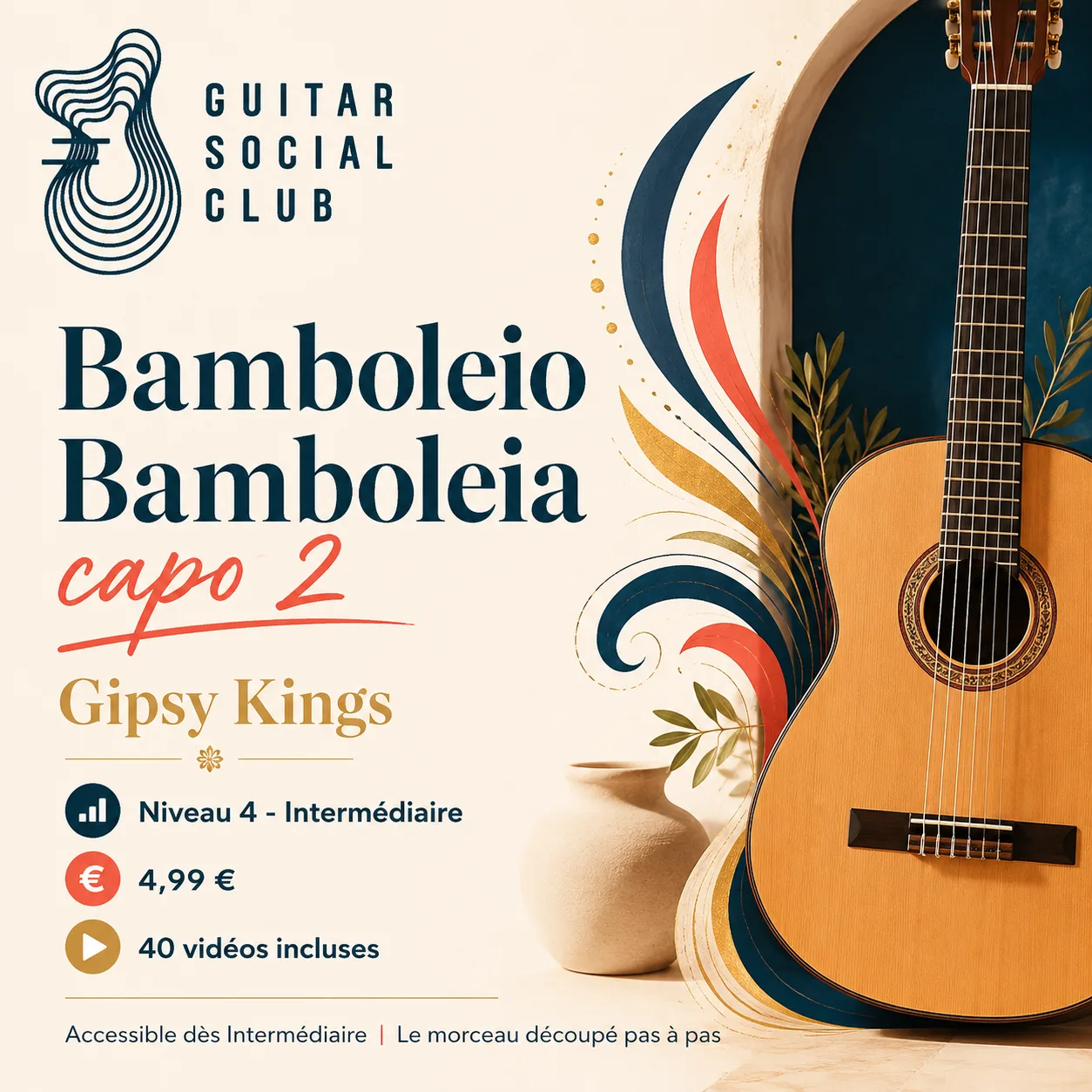 Couverture boutique lumineuse du morceau Bamboleio Bamboleia capo 2 - Gipsy Kings pour Guitar Social Club