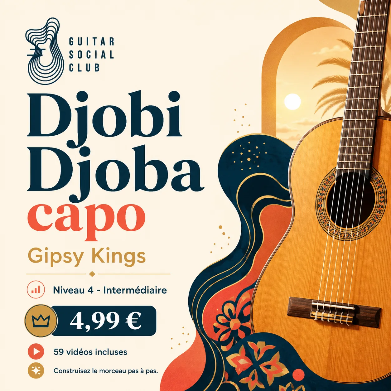 Couverture boutique lumineuse du morceau Djobi Djoba capo - Gipsy Kings pour Guitar Social Club