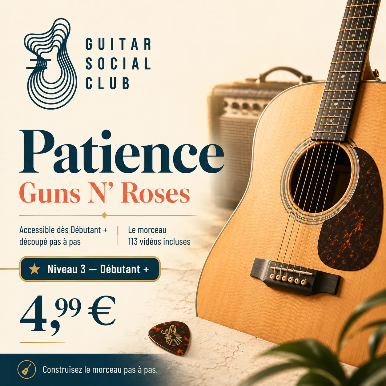 Couverture boutique lumineuse du morceau Patience - Guns N' Roses pour Guitar Social Club