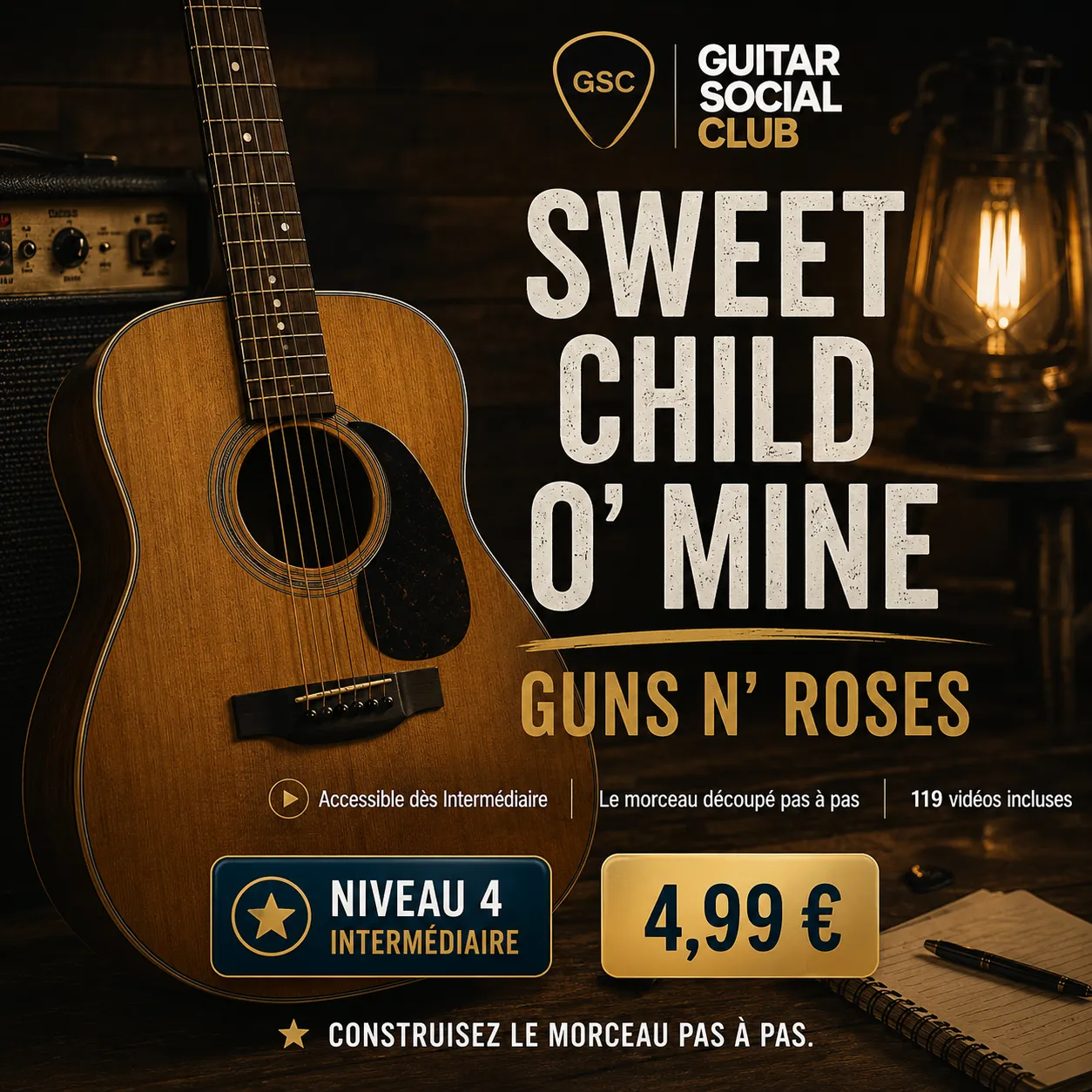 Couverture boutique lumineuse du morceau Sweet Child O' Mine - Guns N' Roses pour Guitar Social Club