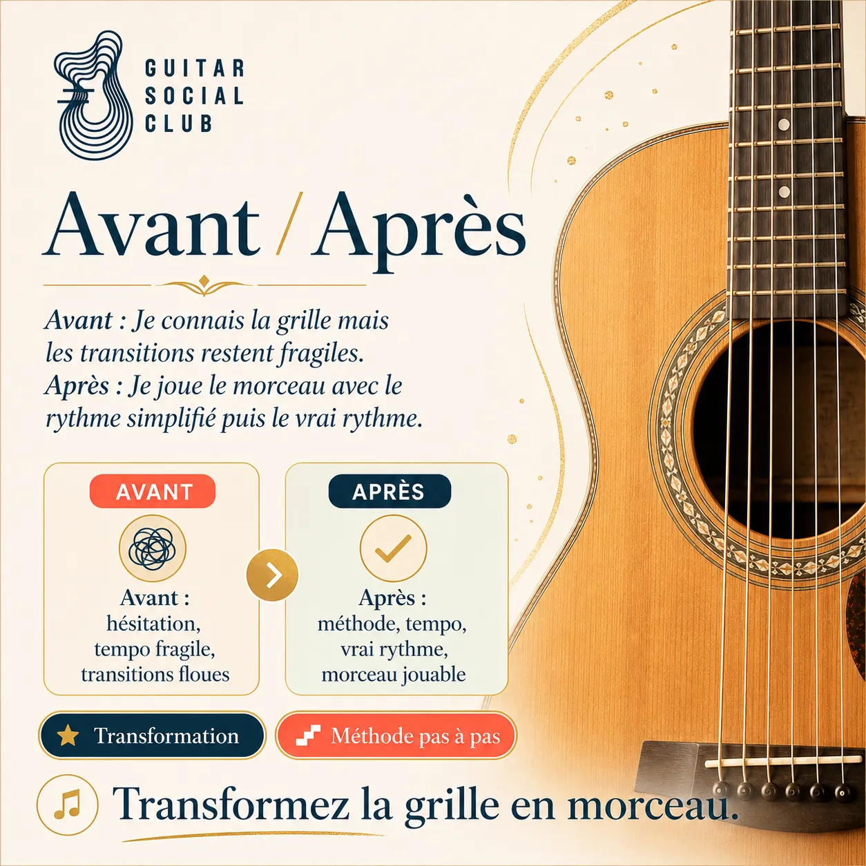 Avant après pédagogique pour transformer la grille en morceau sur Carry You Home