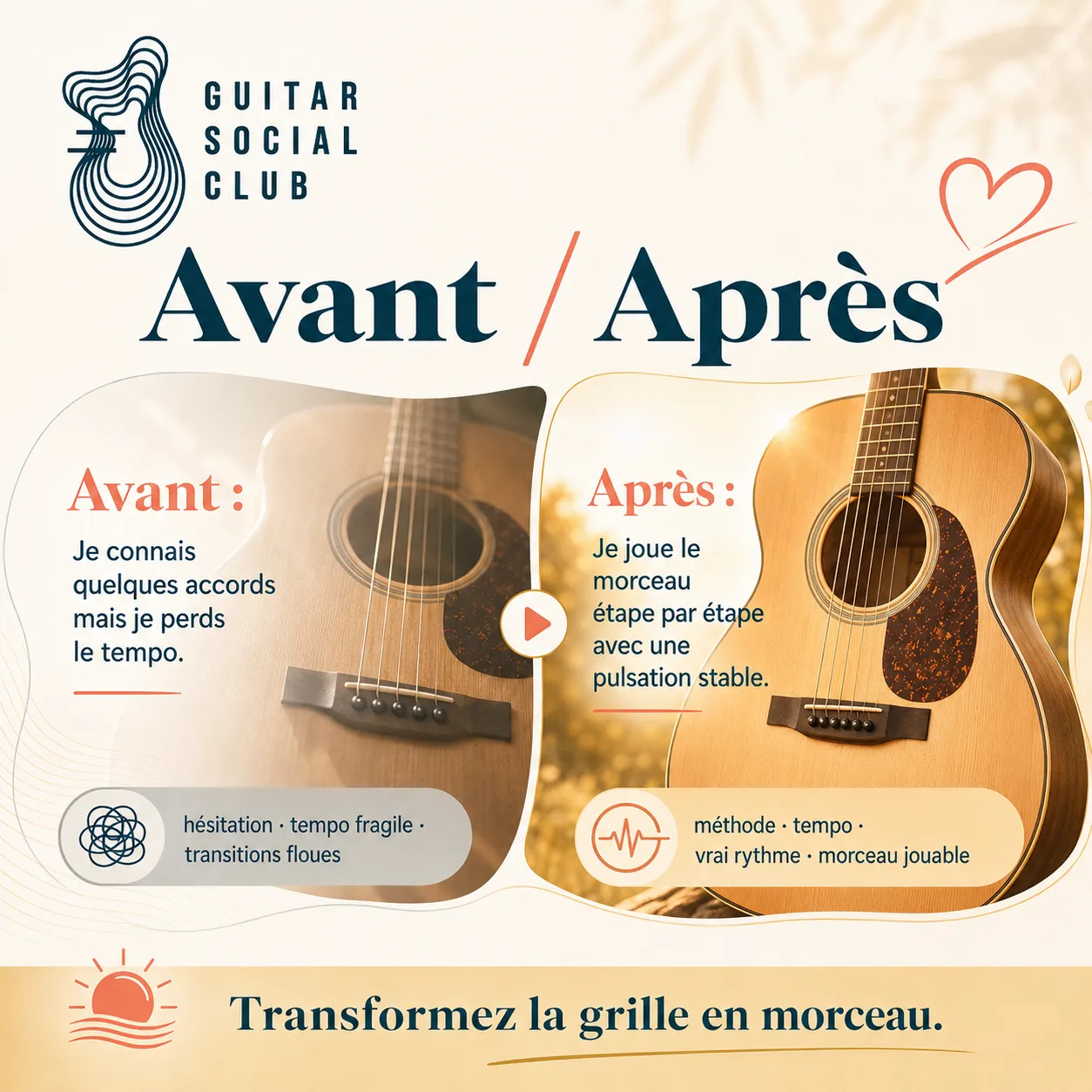 Avant après pédagogique pour transformer la grille en morceau sur I'm Yours