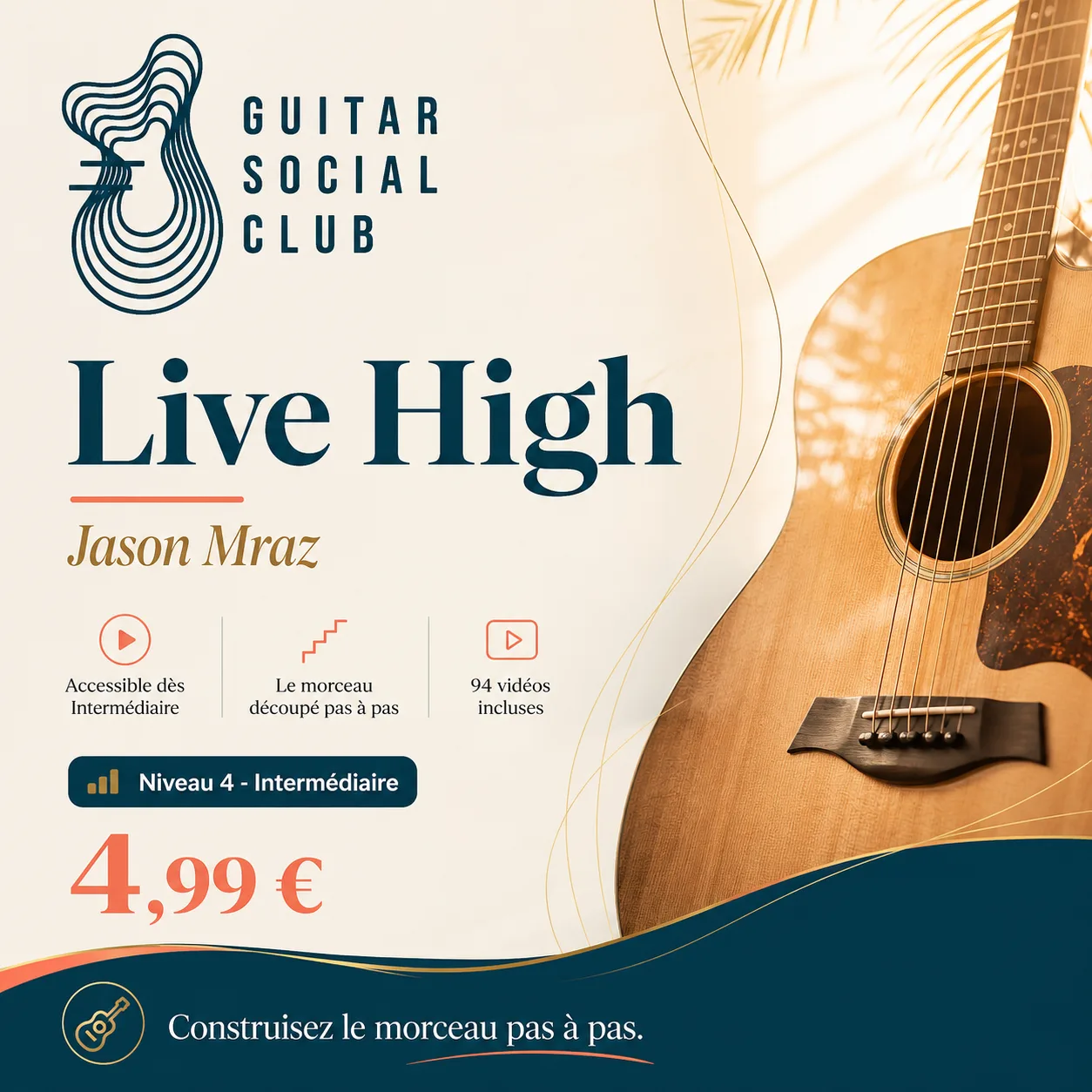 Couverture boutique lumineuse du morceau Live High - Jason Mraz pour Guitar Social Club