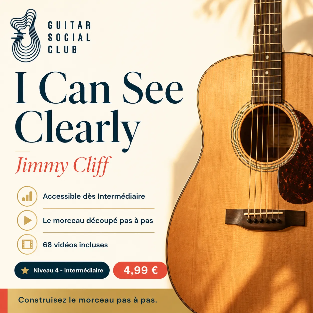 Couverture boutique lumineuse du morceau I Can See Clearly - Jimmy Cliff pour Guitar Social Club