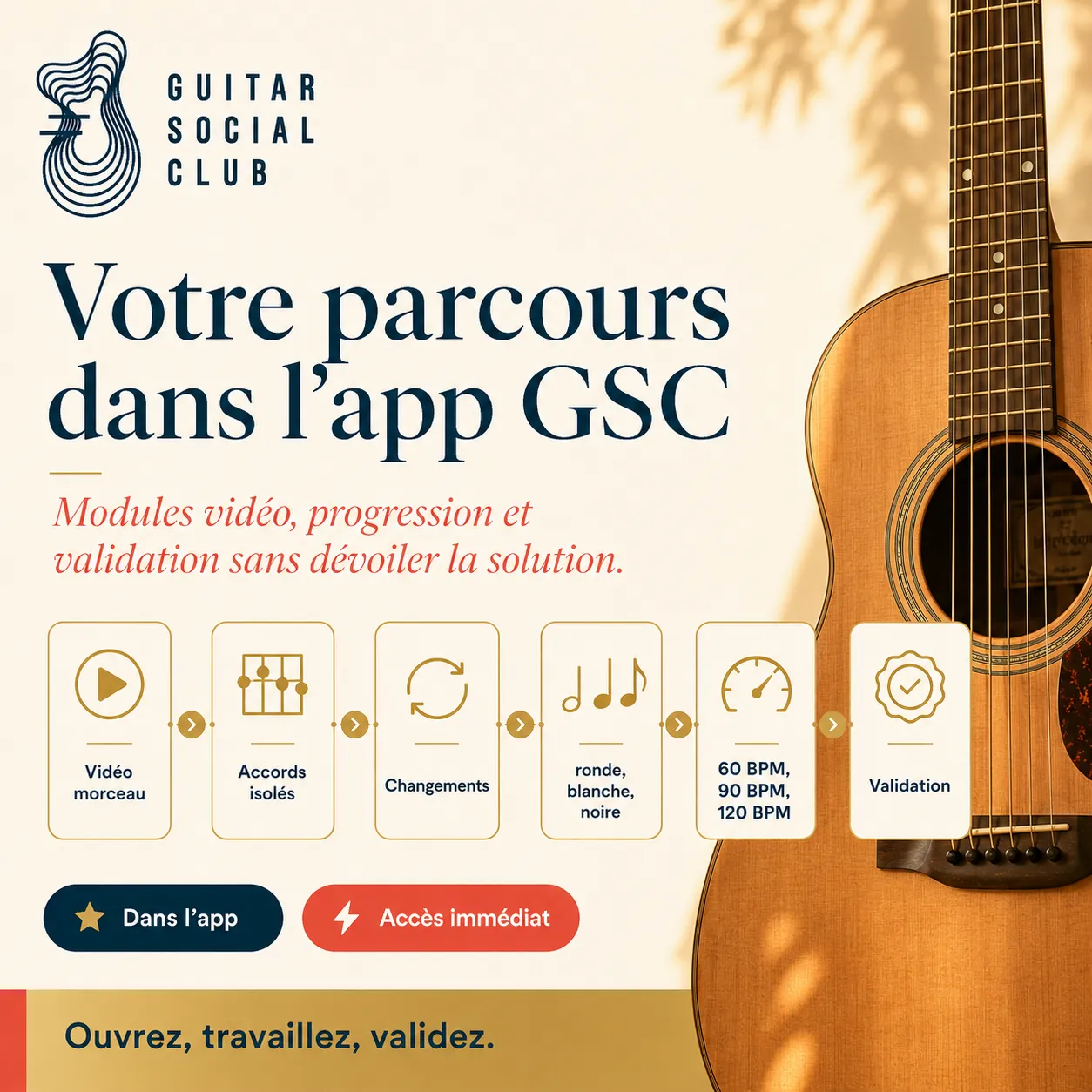 Mockup app Guitar Social Club du parcours I Can See Clearly