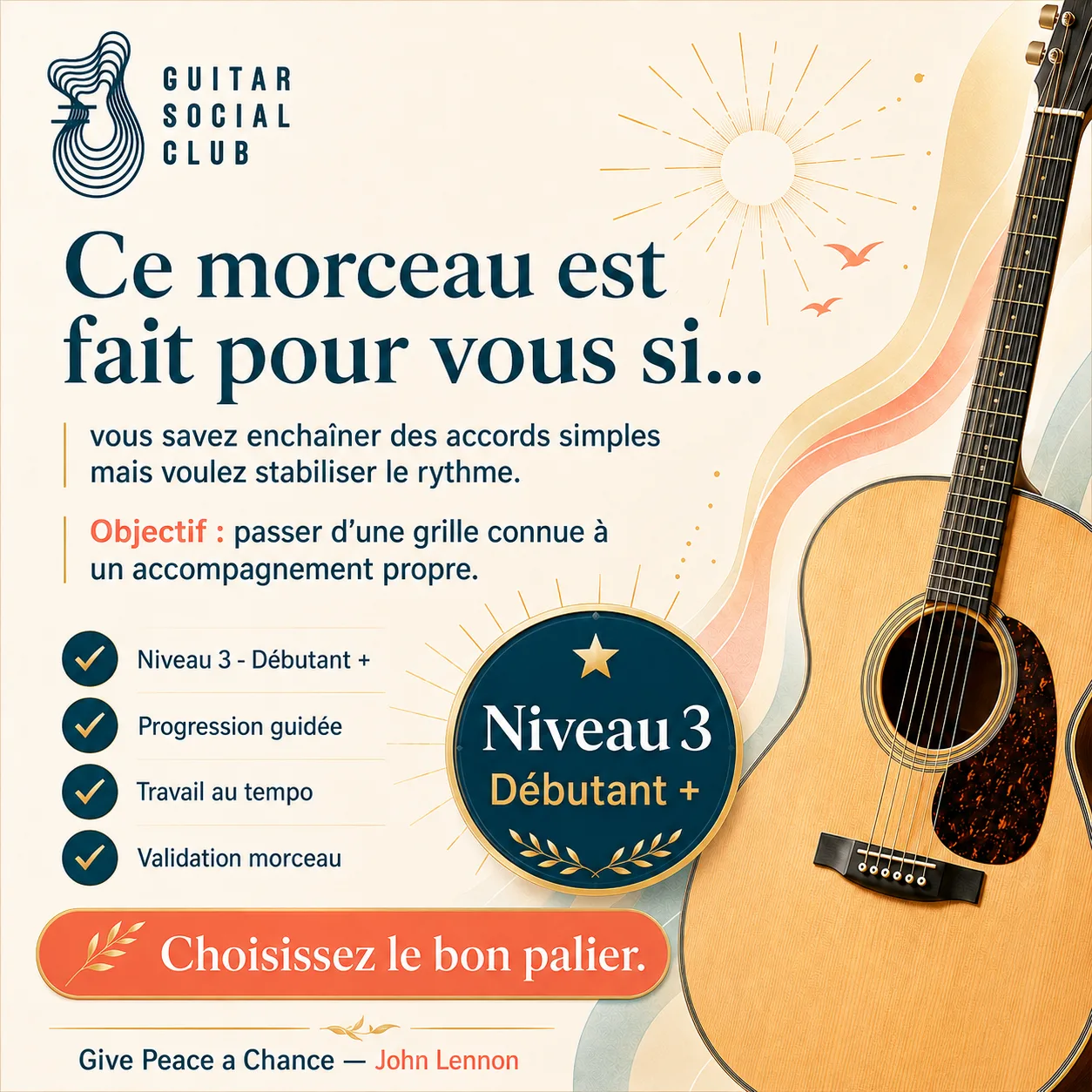 Diagnostic niveau et progression pour Give Peace a Chance