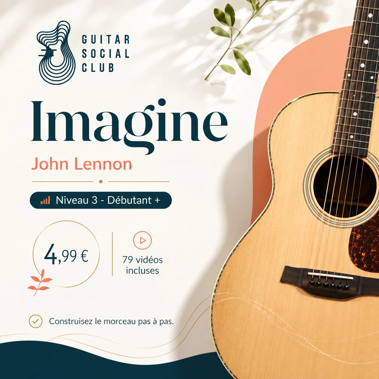 Couverture boutique lumineuse du morceau Imagine - John Lennon pour Guitar Social Club