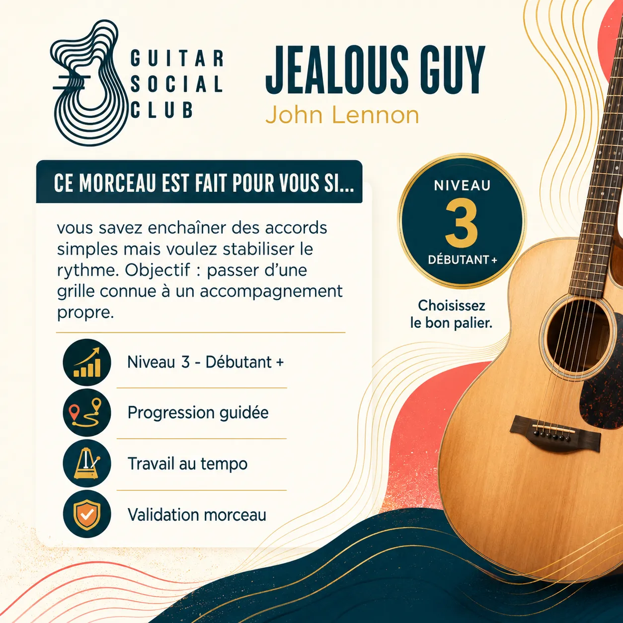 Diagnostic niveau et progression pour Jealous Guy