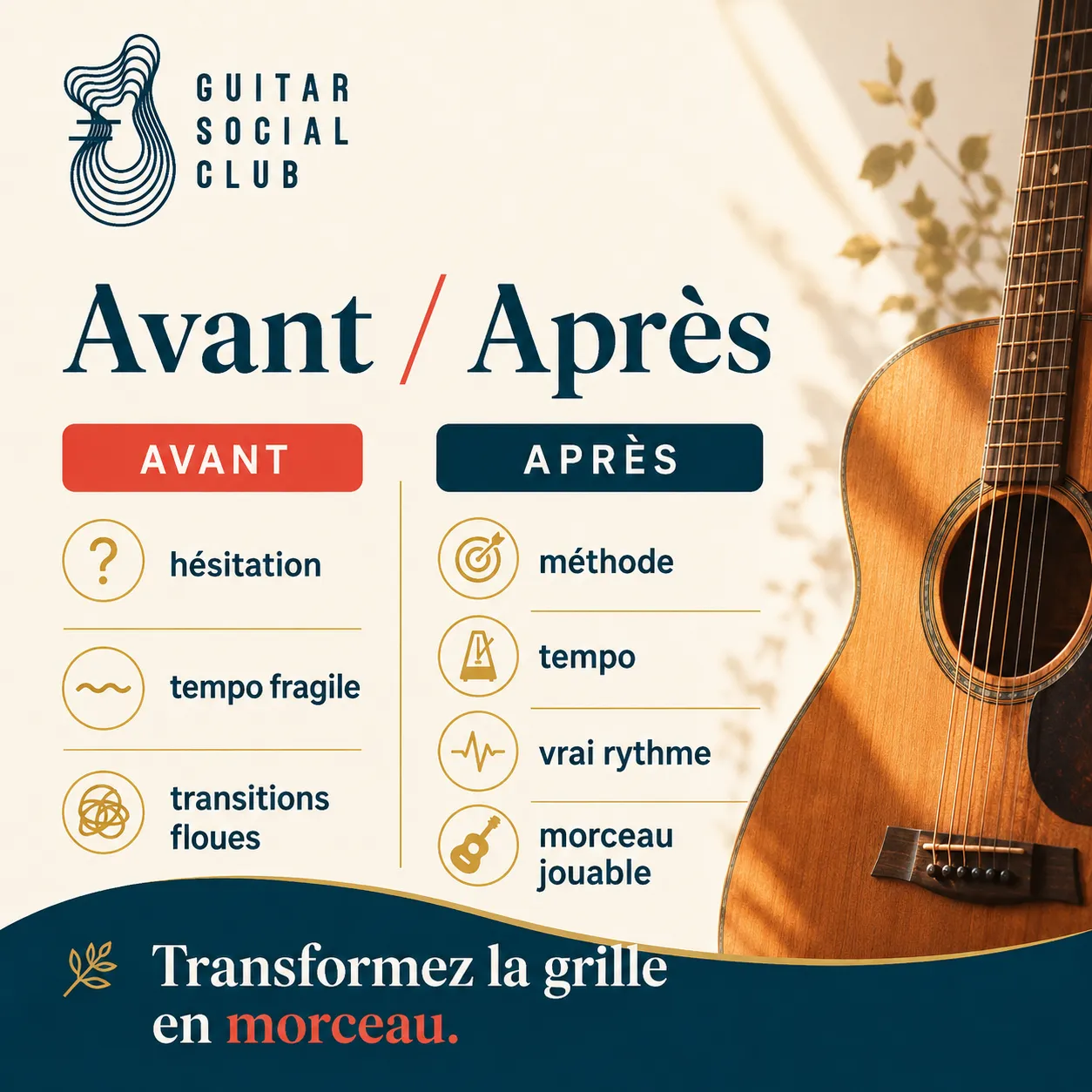 Avant après pédagogique pour transformer la grille en morceau sur Black Horse and the Cherry Tree