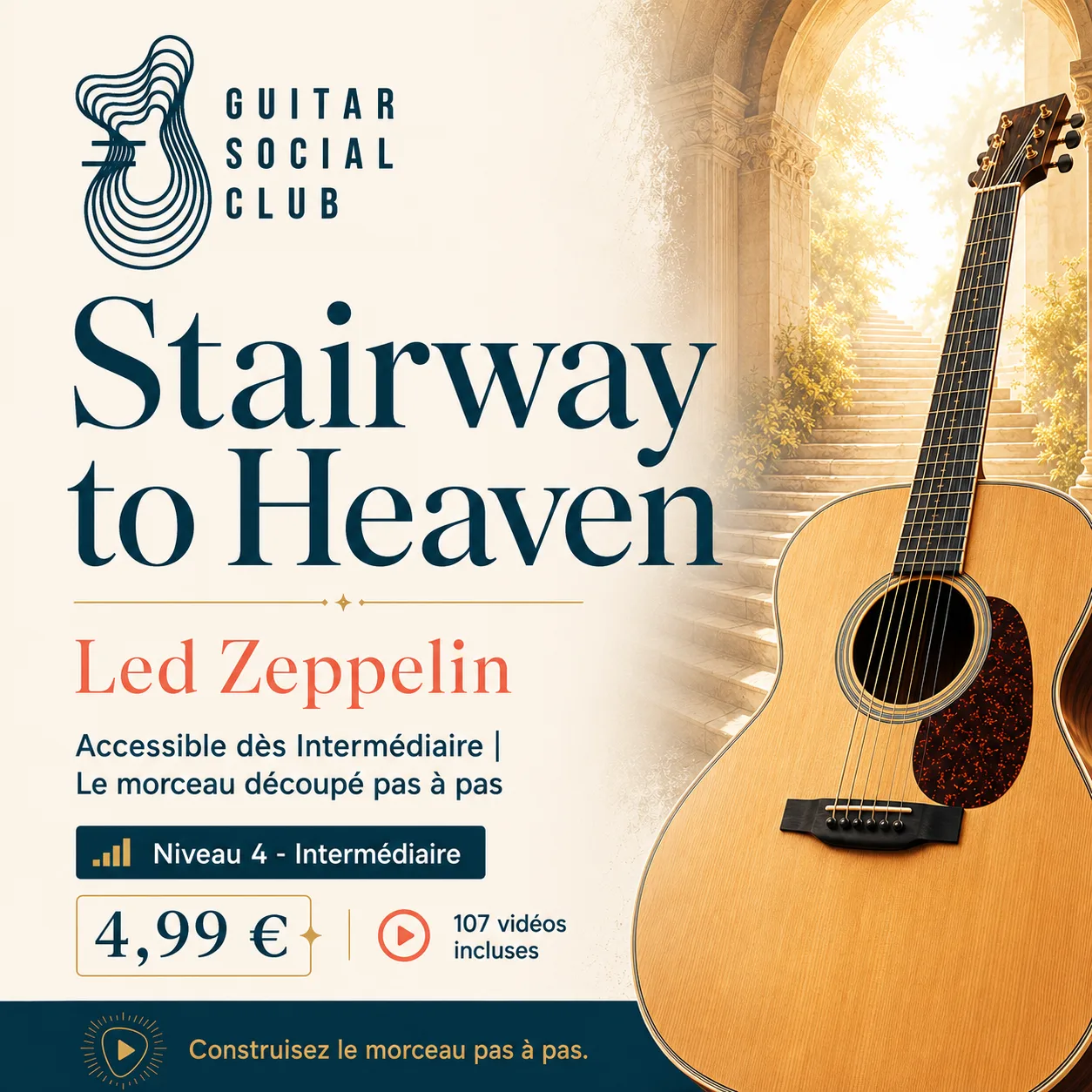 Couverture boutique lumineuse du morceau Stairway to Heaven - Led Zeppelin pour Guitar Social Club