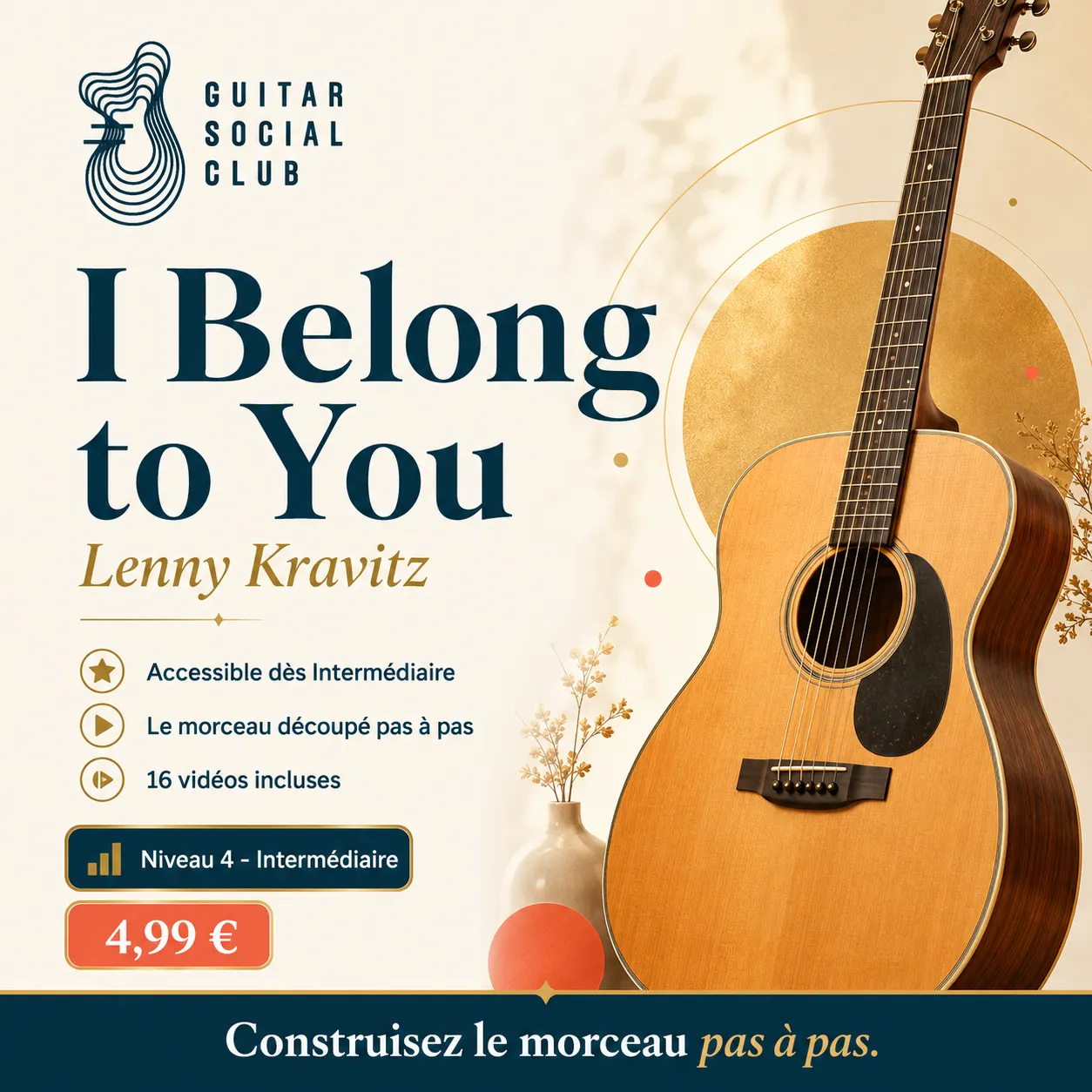Couverture boutique lumineuse du morceau I Belong to You - Lenny Kravitz pour Guitar Social Club