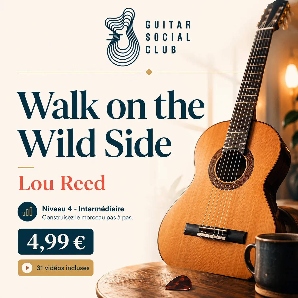 Couverture boutique lumineuse du morceau Walk on the Wild Side - Lou Reed pour Guitar Social Club
