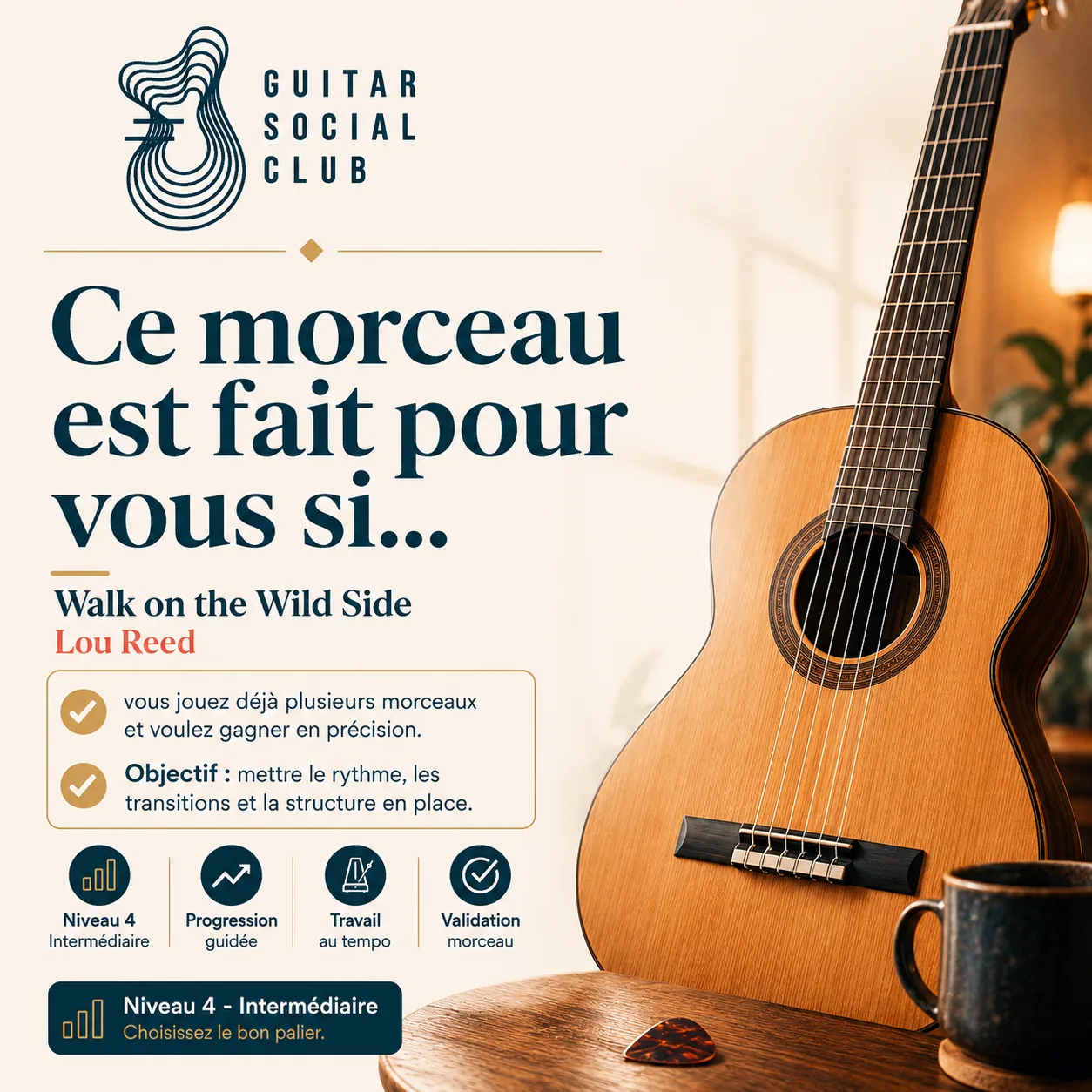 Diagnostic niveau et progression pour Walk on the Wild Side