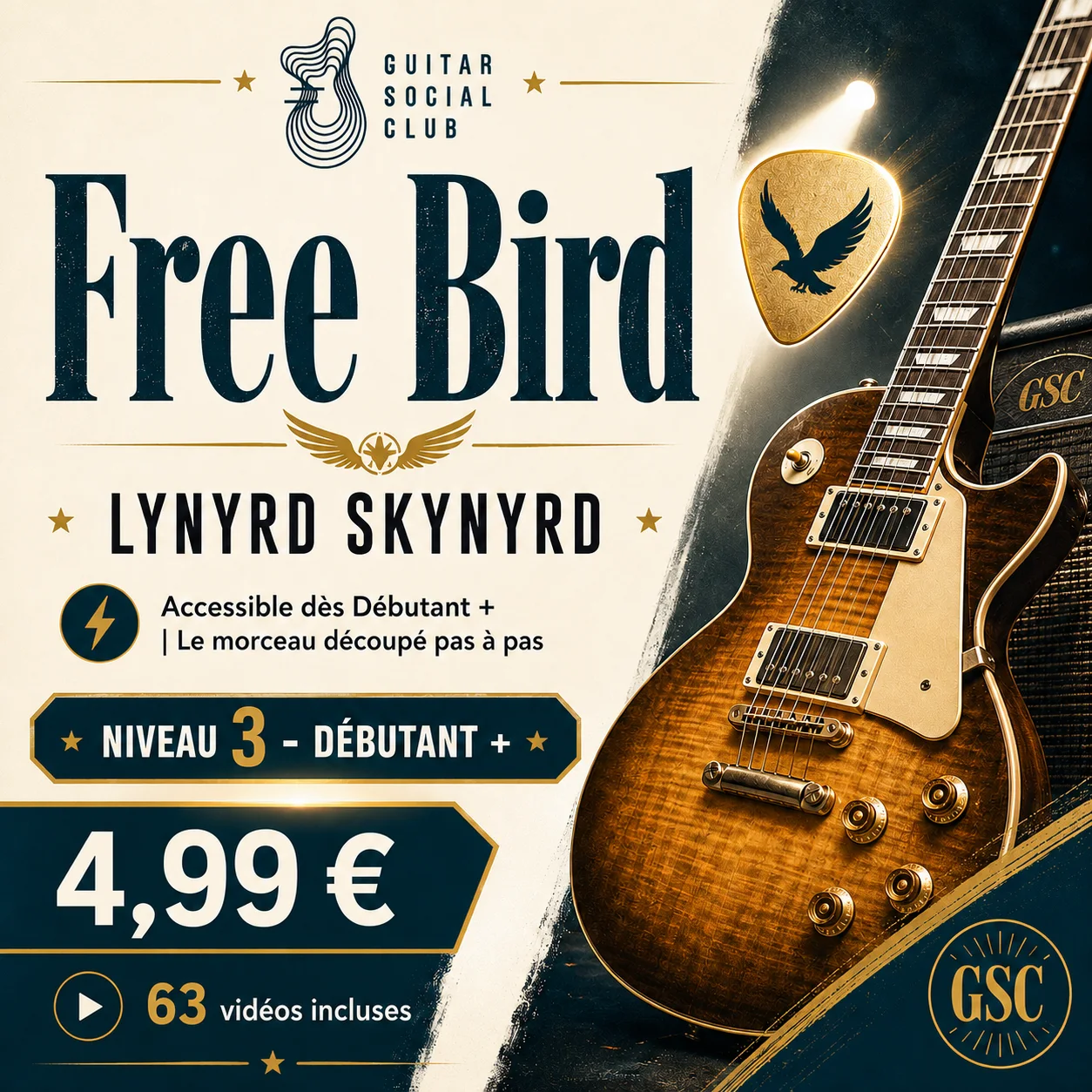 Couverture boutique lumineuse du morceau Free Bird - Lynyrd Skynyrd pour Guitar Social Club
