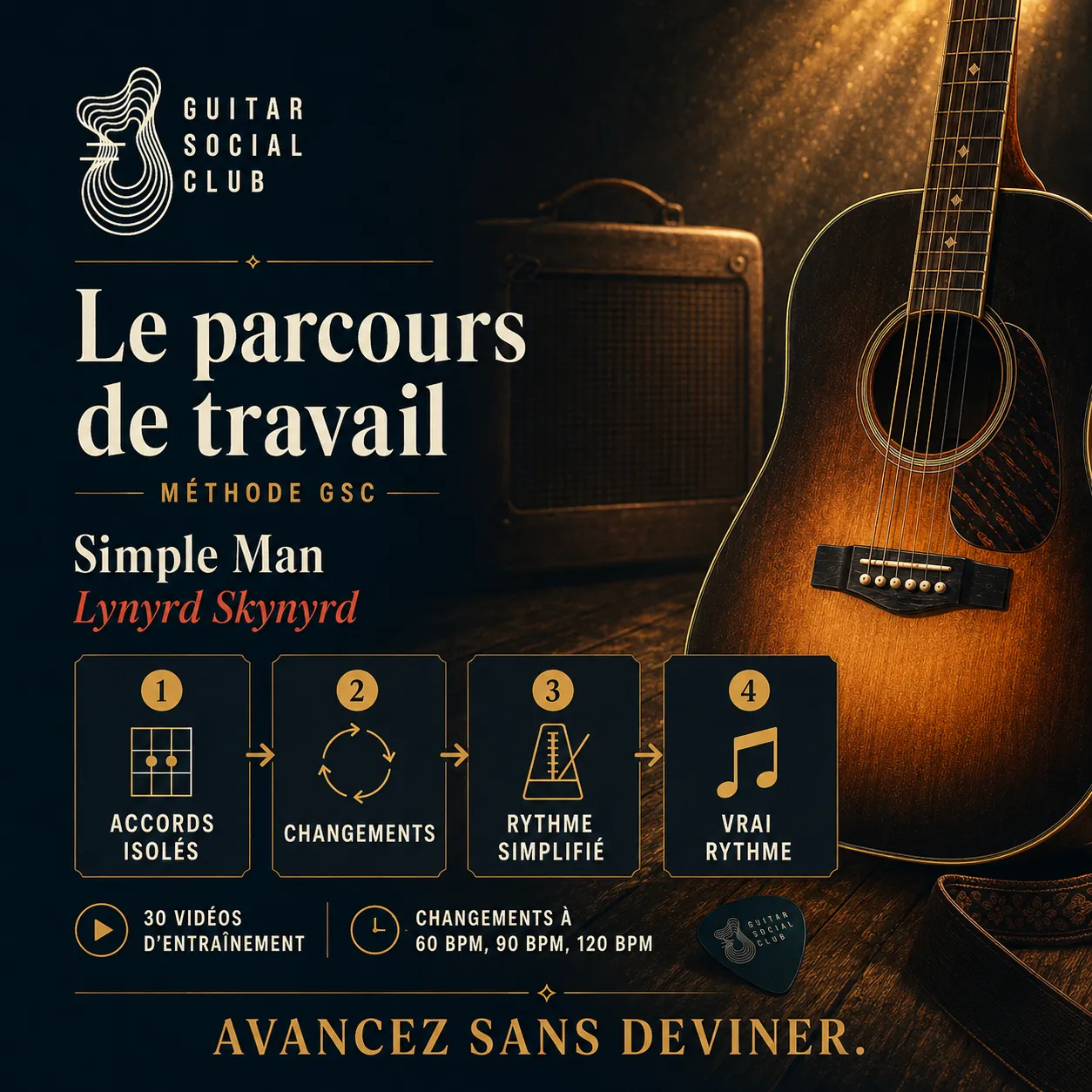 Couverture boutique lumineuse de Simple Man avec univers rock acoustique premium
