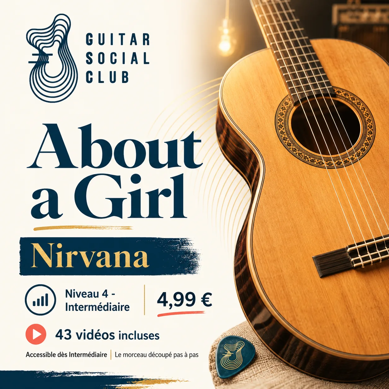 Couverture boutique lumineuse du morceau About a Girl - Nirvana pour Guitar Social Club