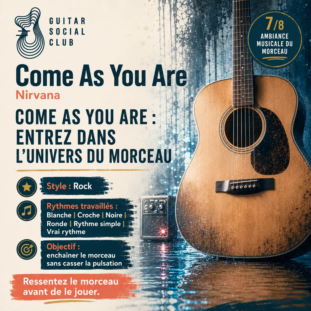 Ambiance grunge lumineuse avec texture froide pour Come As You Are sans pochette ni artiste