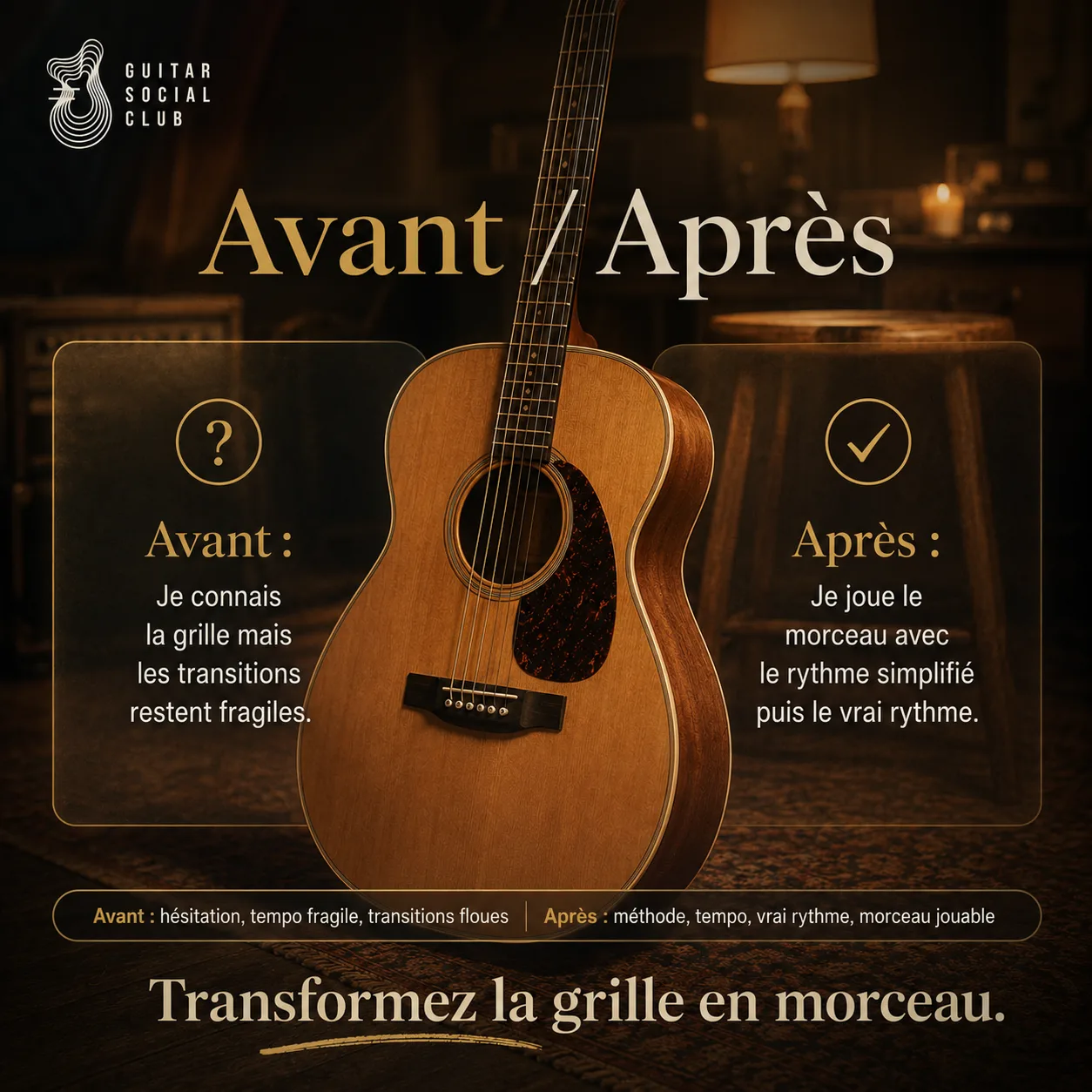 Avant après pédagogique pour transformer la grille en morceau sur Polly