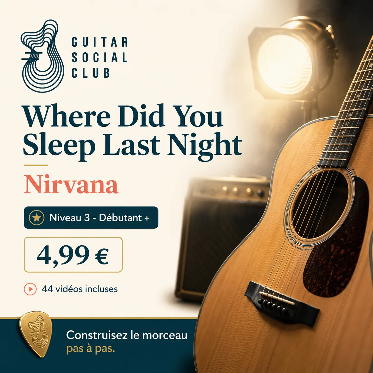 Couverture boutique lumineuse du morceau Where Did You Sleep Last Night - Nirvana pour Guitar Social Club