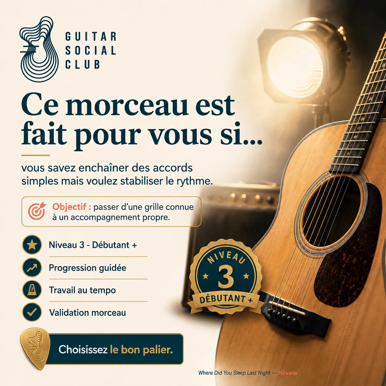 Diagnostic niveau et progression pour Where Did You Sleep Last Night