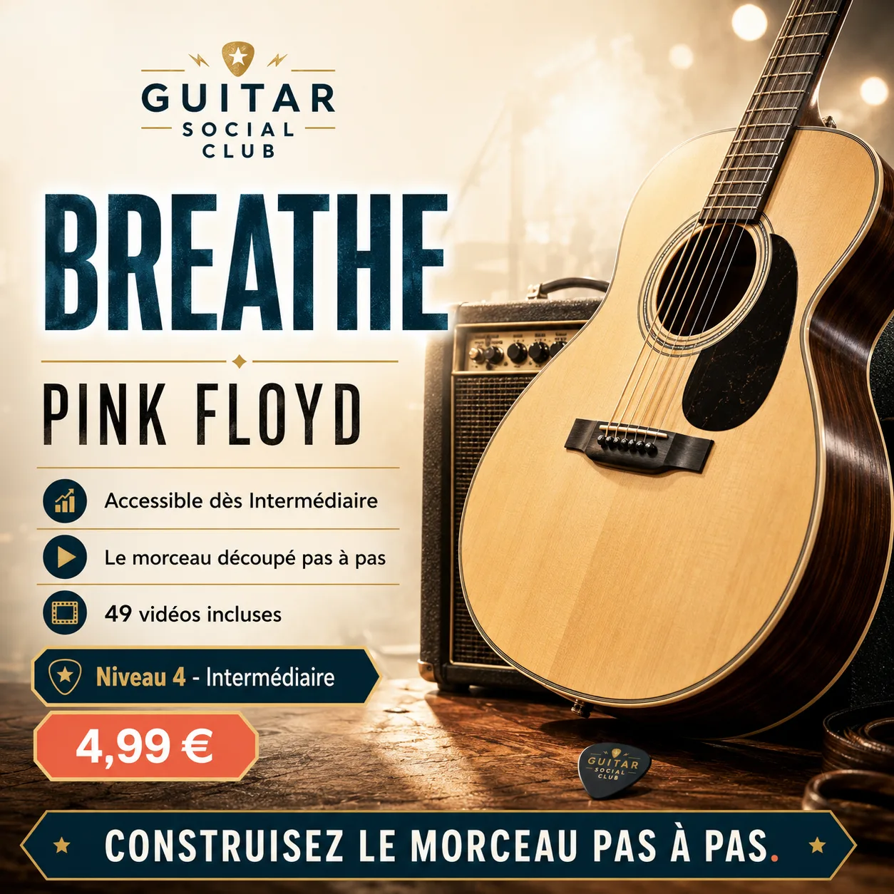 Couverture boutique lumineuse du morceau Breathe - Pink Floyd pour Guitar Social Club