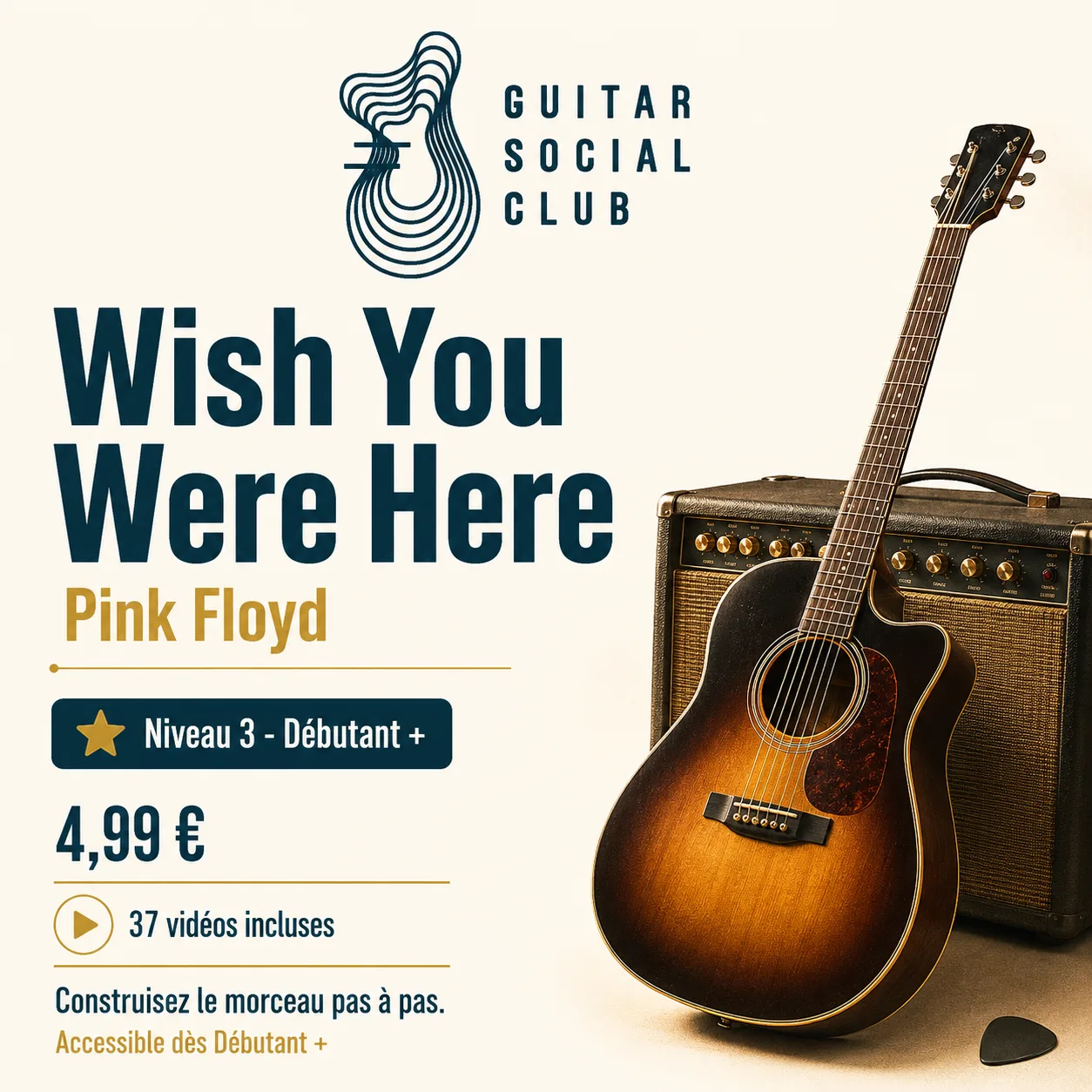 Couverture boutique lumineuse du morceau Wish You Were Here - Pink Floyd pour Guitar Social Club