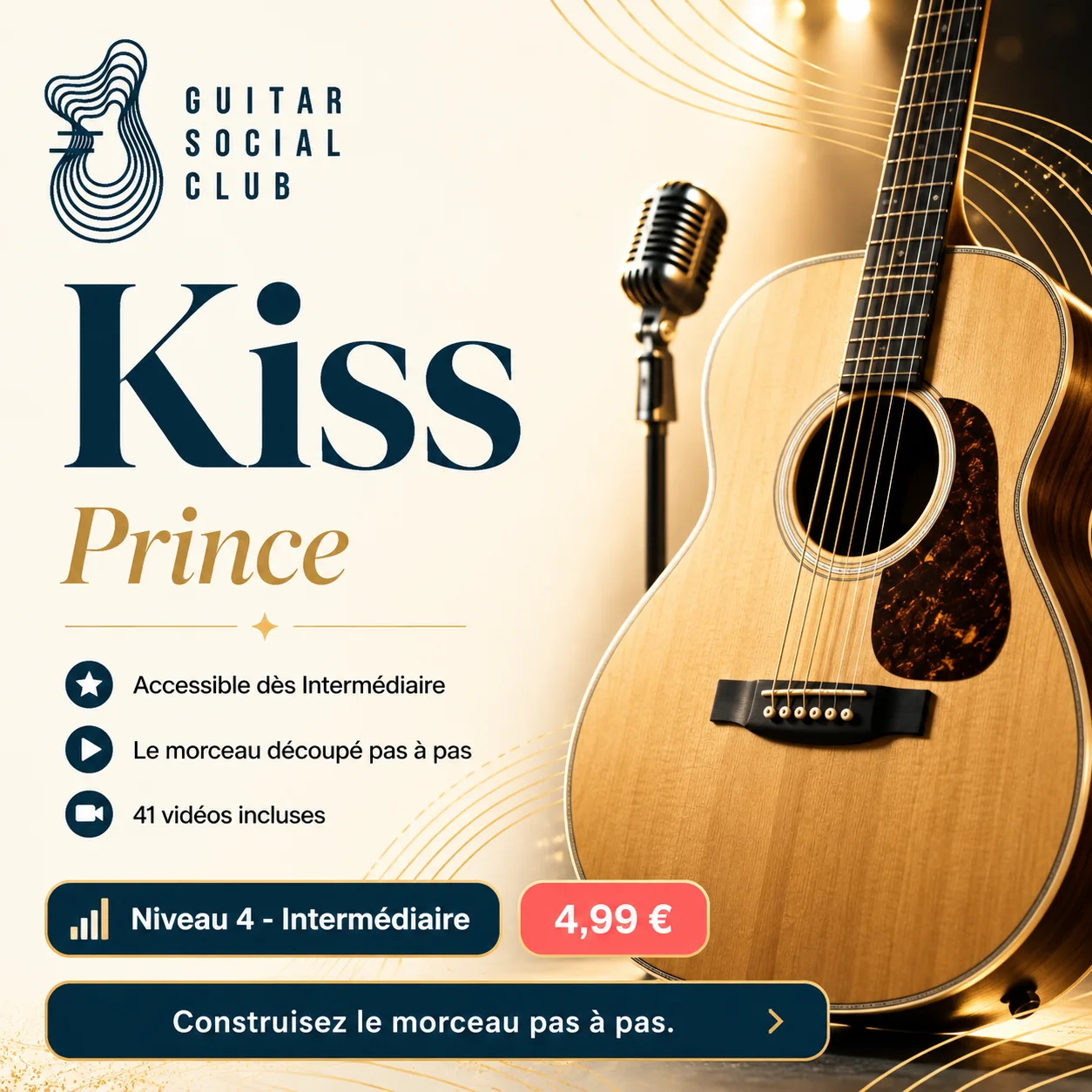 Couverture boutique lumineuse du morceau Kiss - Prince pour Guitar Social Club