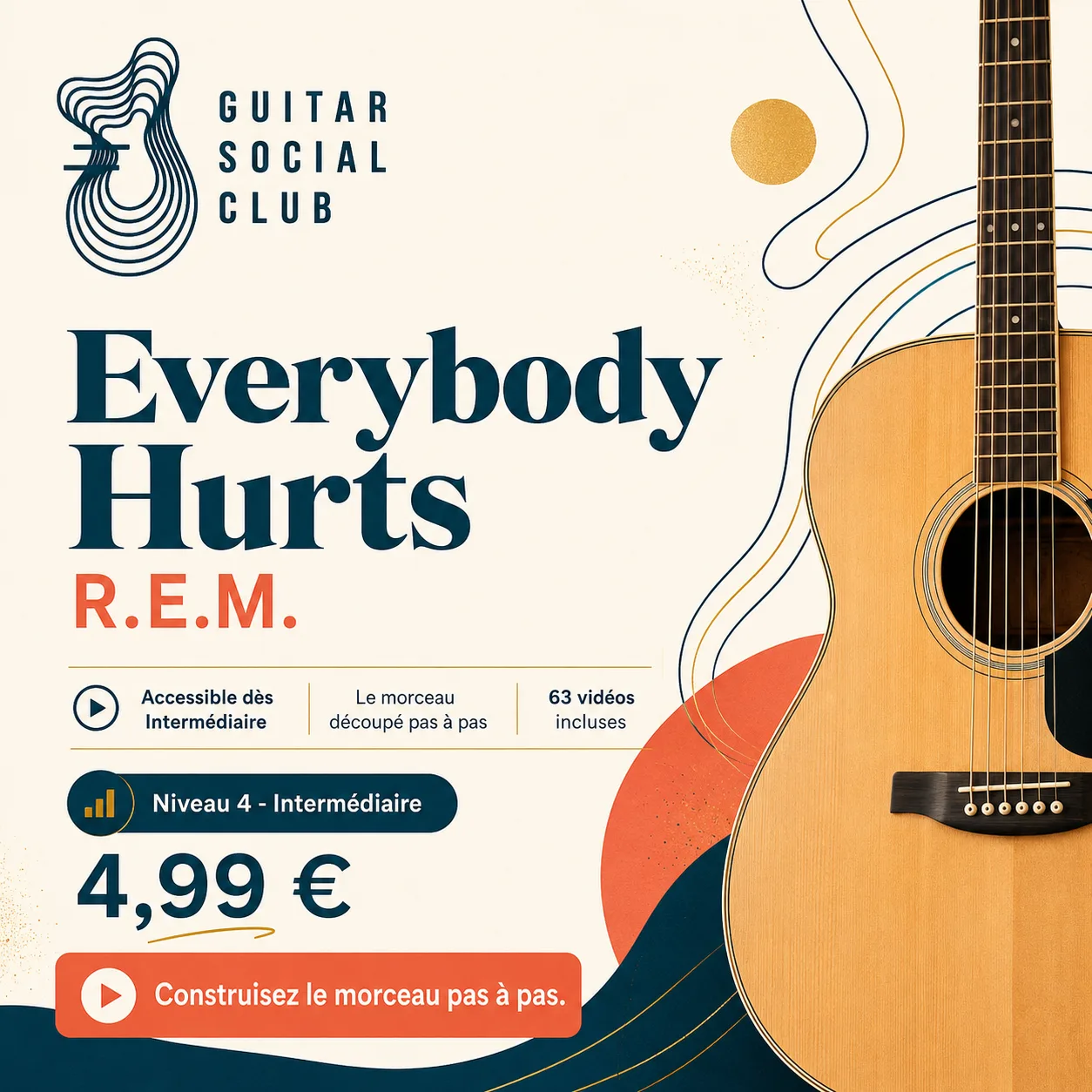 Couverture boutique lumineuse du morceau Everybody Hurts - R.E.M. pour Guitar Social Club