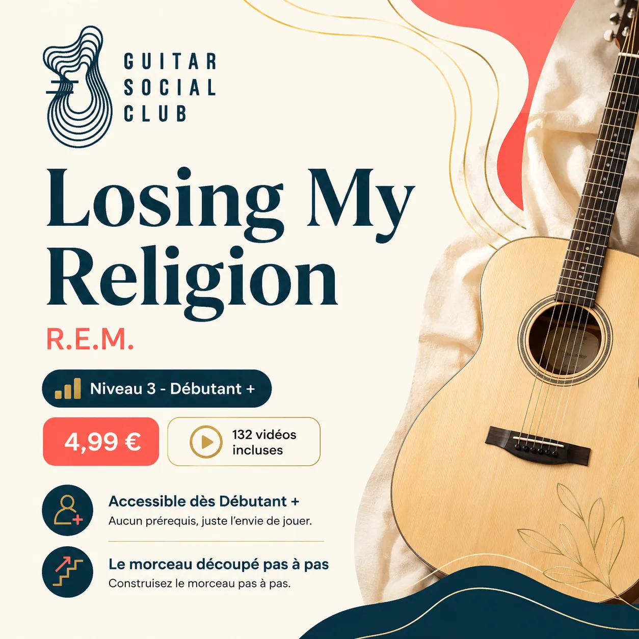 Couverture boutique lumineuse du morceau Losing My Religion - R.E.M. pour Guitar Social Club