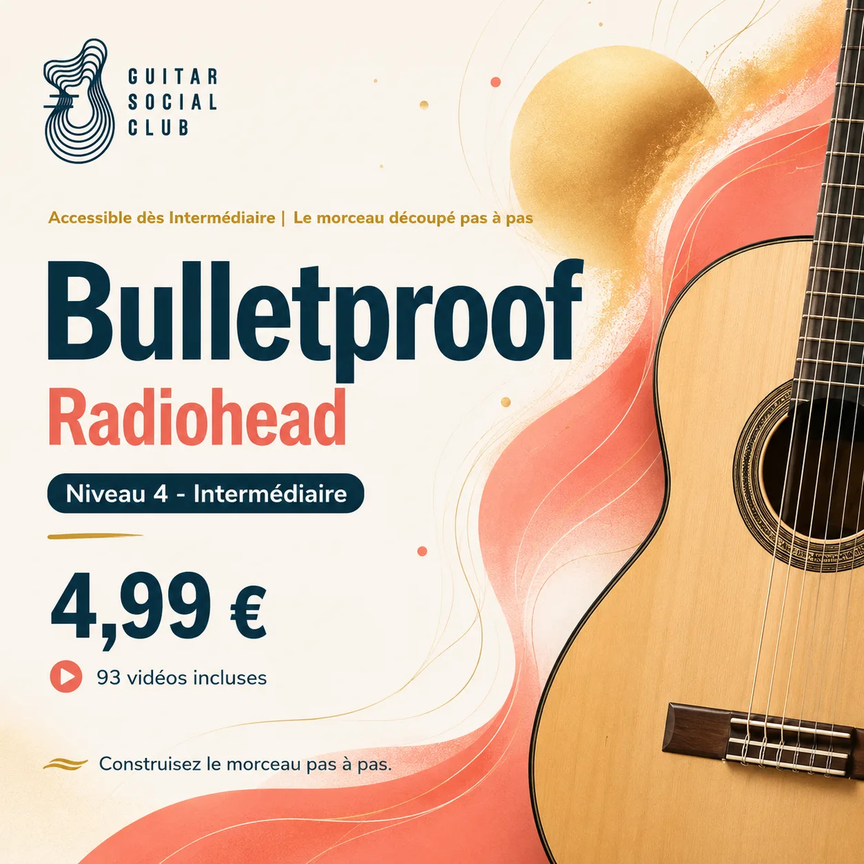 Couverture boutique lumineuse du morceau Bulletproof - Radiohead pour Guitar Social Club