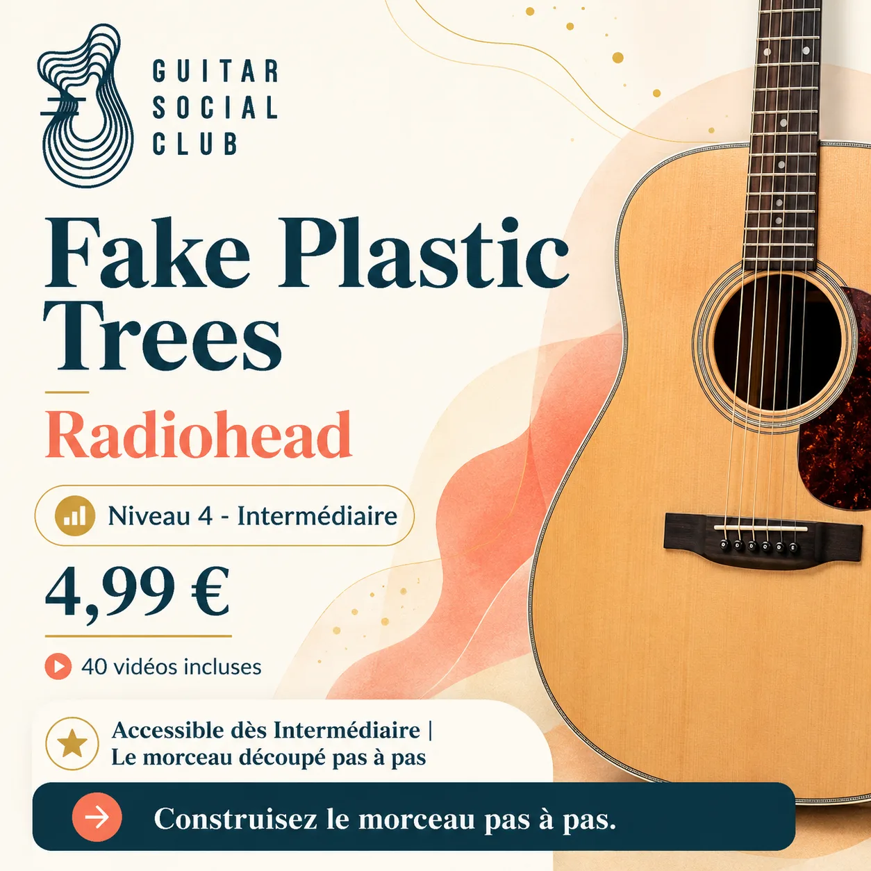 Couverture boutique lumineuse du morceau Fake Plastic Trees - Radiohead pour Guitar Social Club