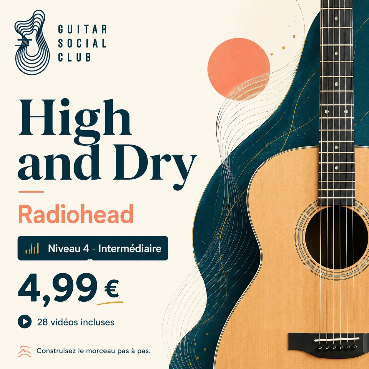 Couverture boutique lumineuse du morceau High and Dry - Radiohead pour Guitar Social Club
