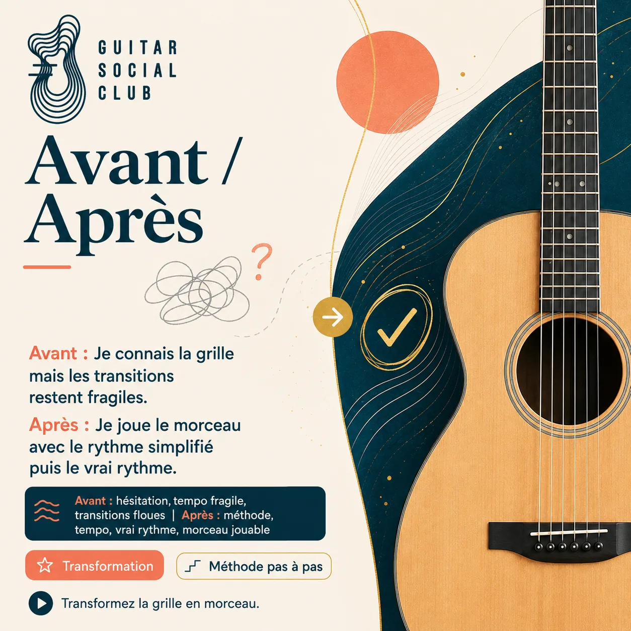 Avant après pédagogique pour transformer la grille en morceau sur High and Dry