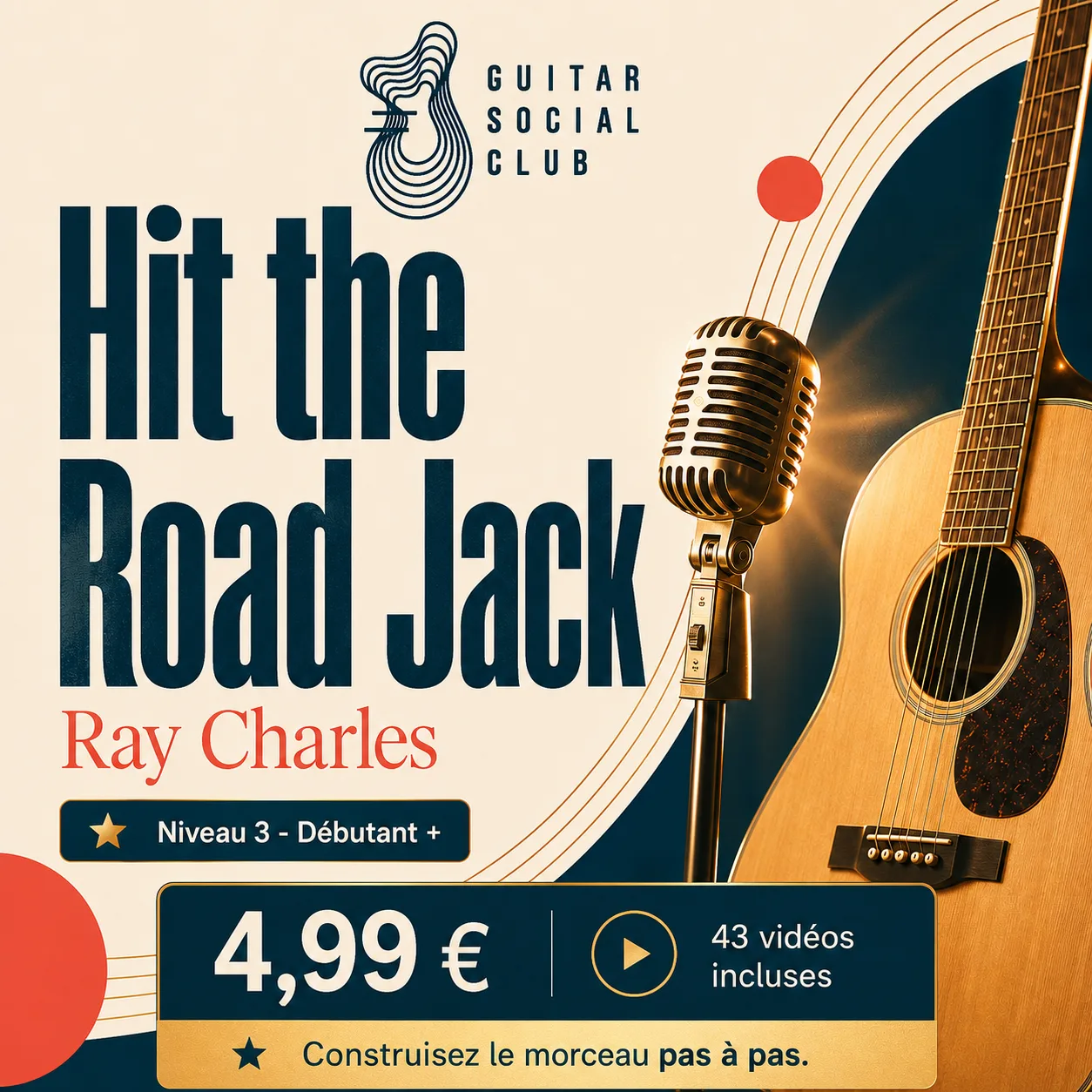 Couverture boutique lumineuse du morceau Hit the Road Jack - Ray Charles pour Guitar Social Club