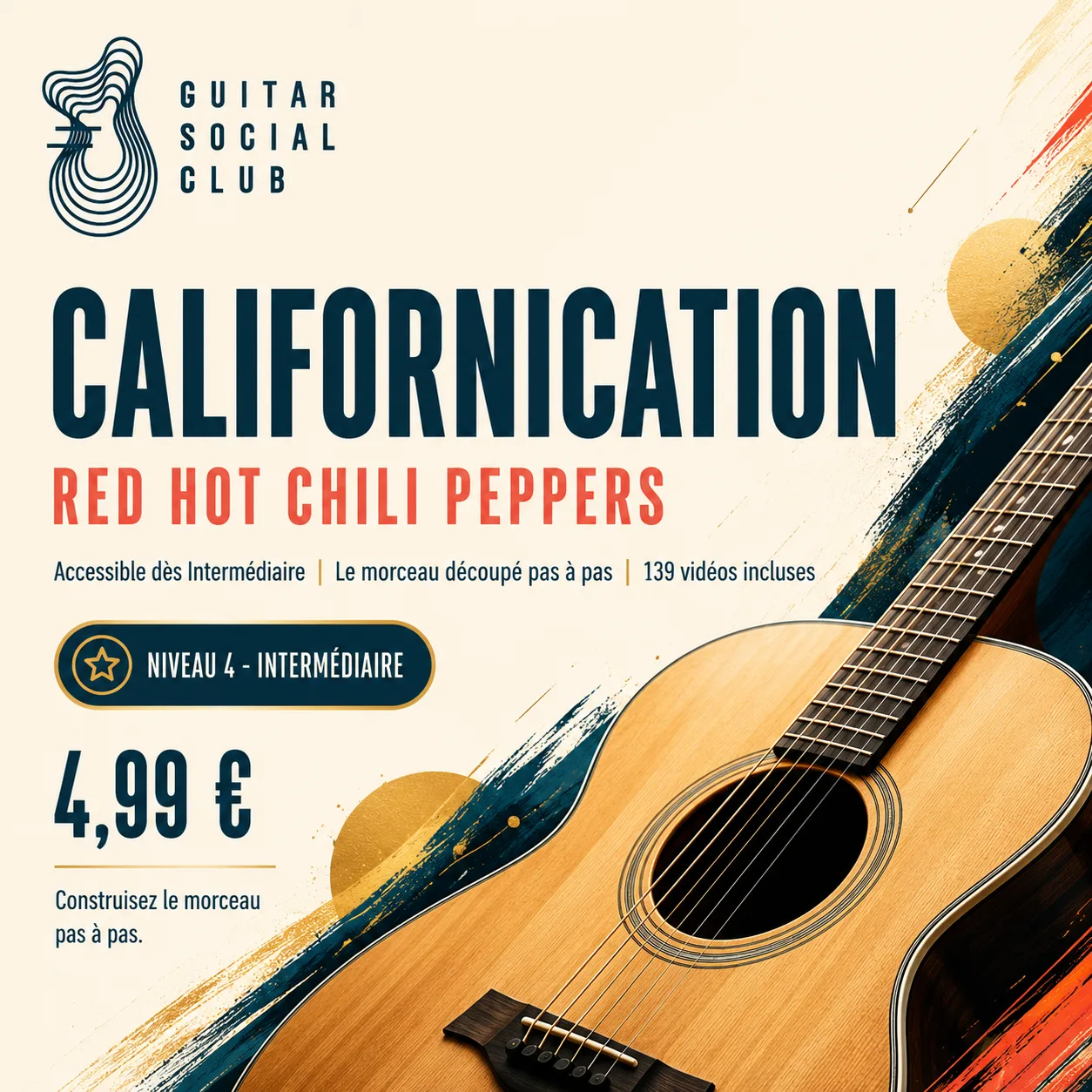 Couverture boutique lumineuse du morceau Californication - Red Hot Chili Peppers pour Guitar Social Club