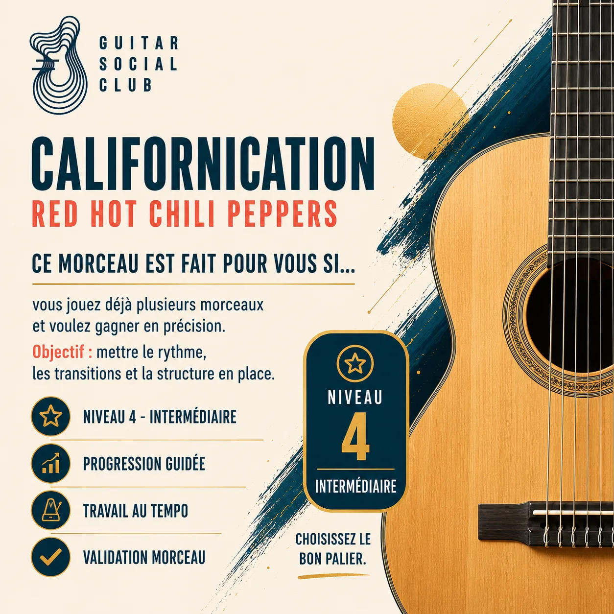 Diagnostic niveau et progression pour Californication