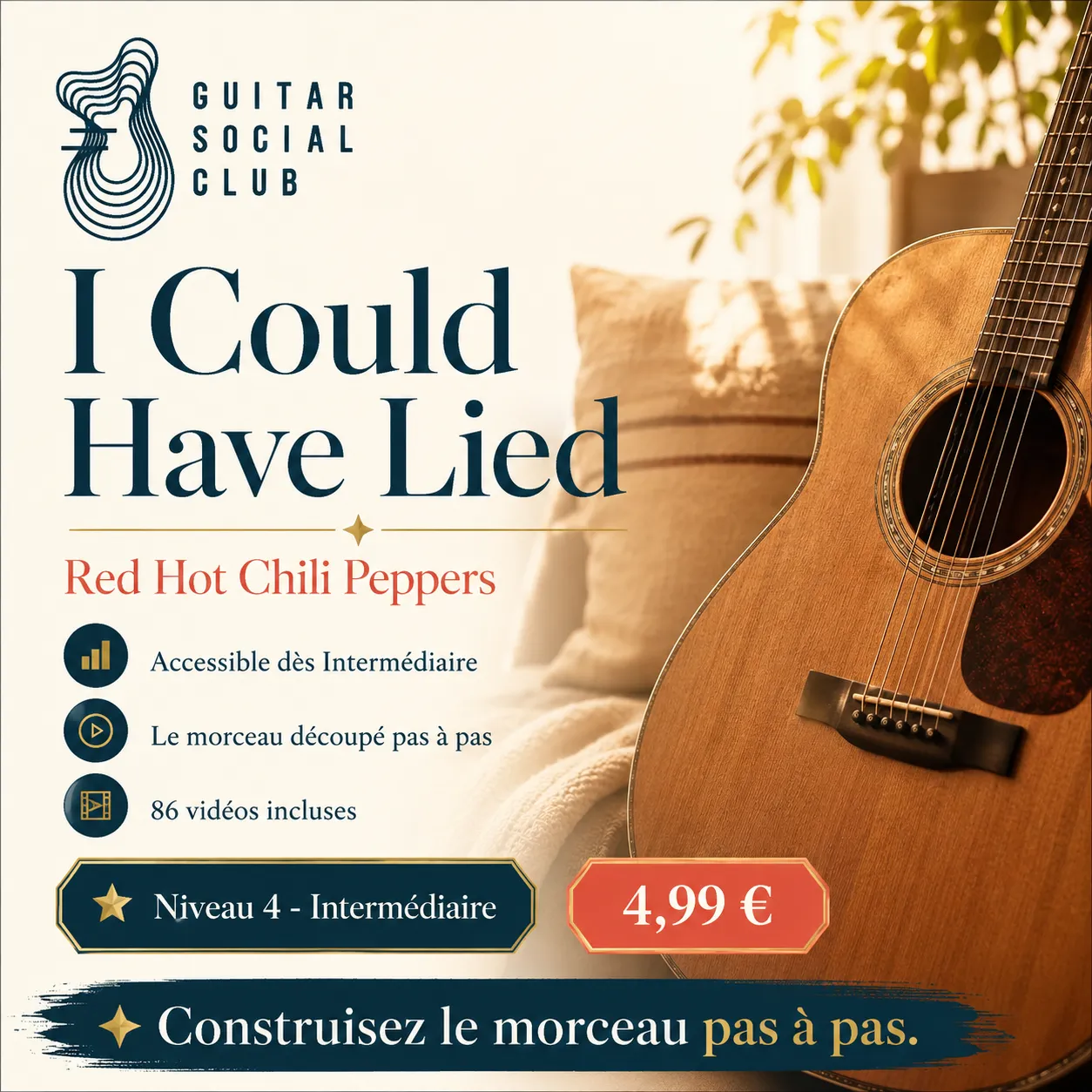 Couverture boutique lumineuse du morceau I Could Have Lied - Red Hot Chili Peppers pour Guitar Social Club
