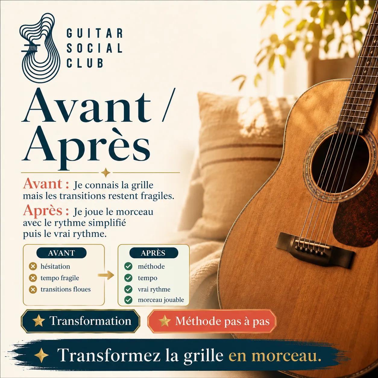 Avant après pédagogique pour transformer la grille en morceau sur I Could Have Lied