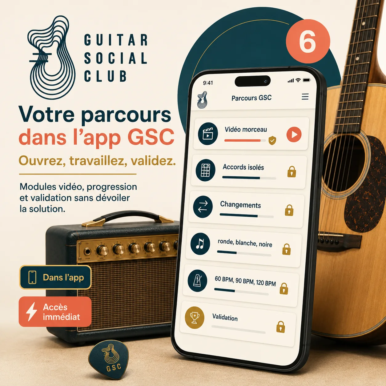 Mockup app Guitar Social Club du parcours Otherside