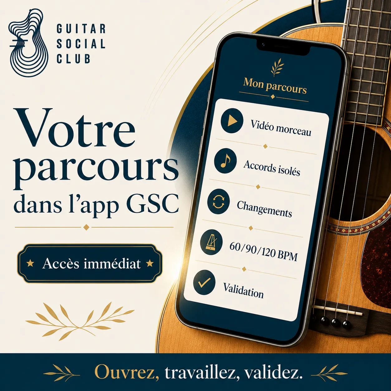 Mockup app Guitar Social Club du parcours Scar Tissue